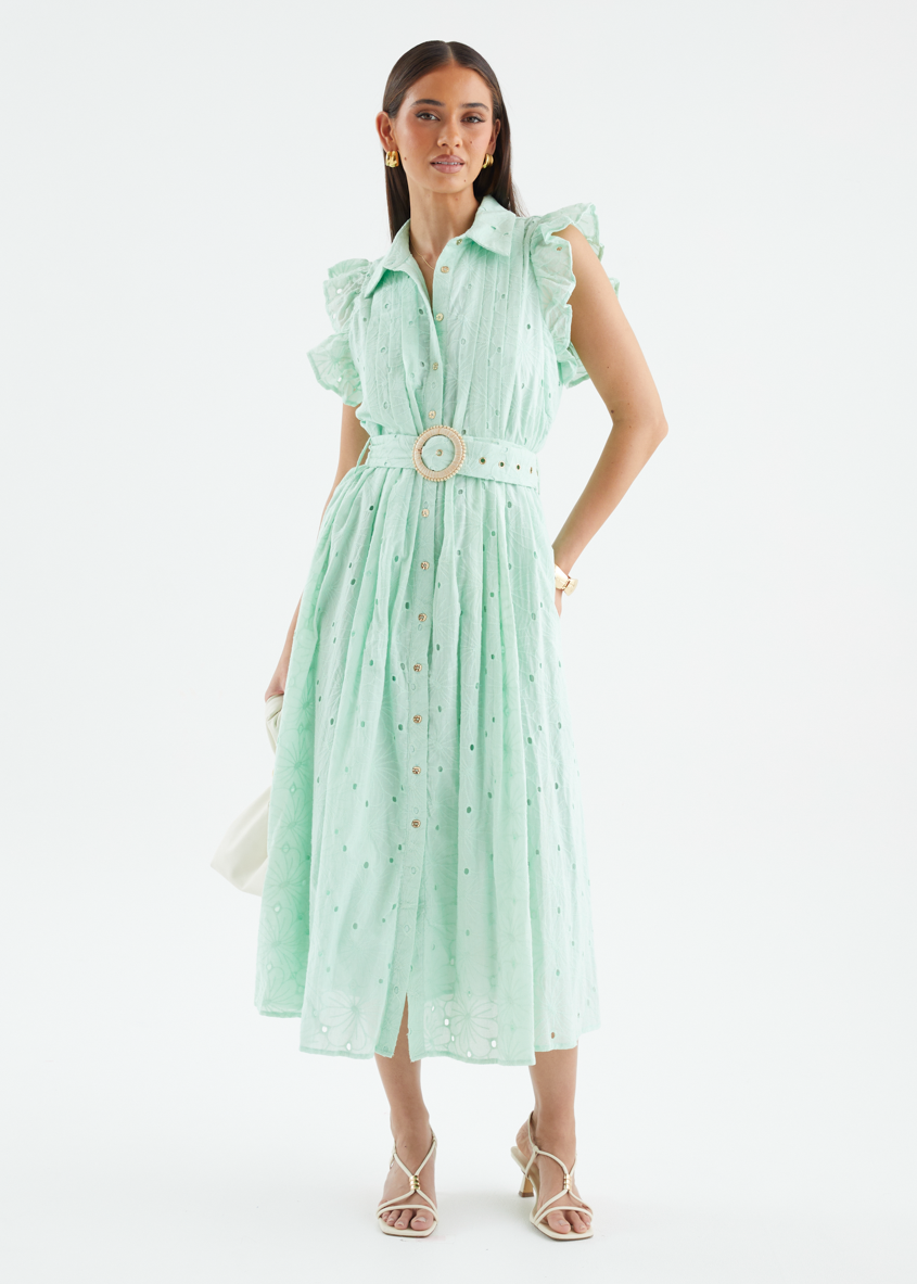 Massey Midi Dress - Pastel Green Gingham & Heels Massey Midi Dress - Pastel Green Gingham & Heels