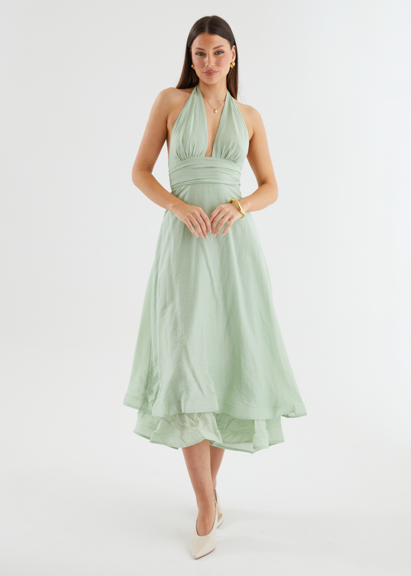 Zayde Halter Midi Dress - Mint Green Gingham & Heels Zayde Halter Midi Dress - Mint Green Gingham & Heels