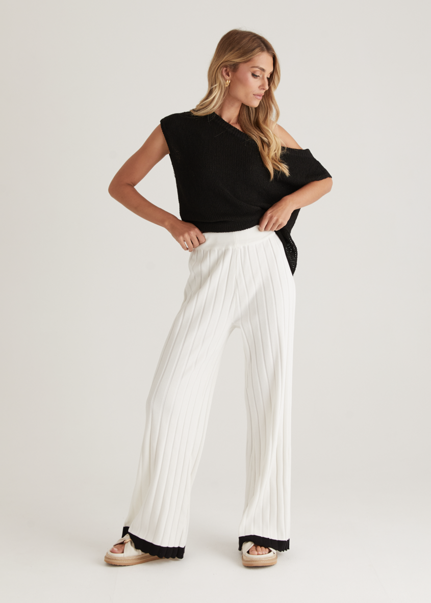 Tienna Knit Pants - Off White – Gingham & Heels