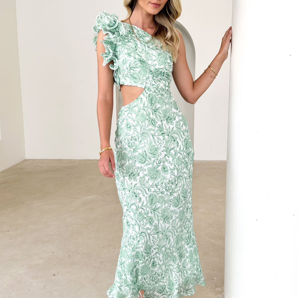Adelia One Shoulder Midi Dress
