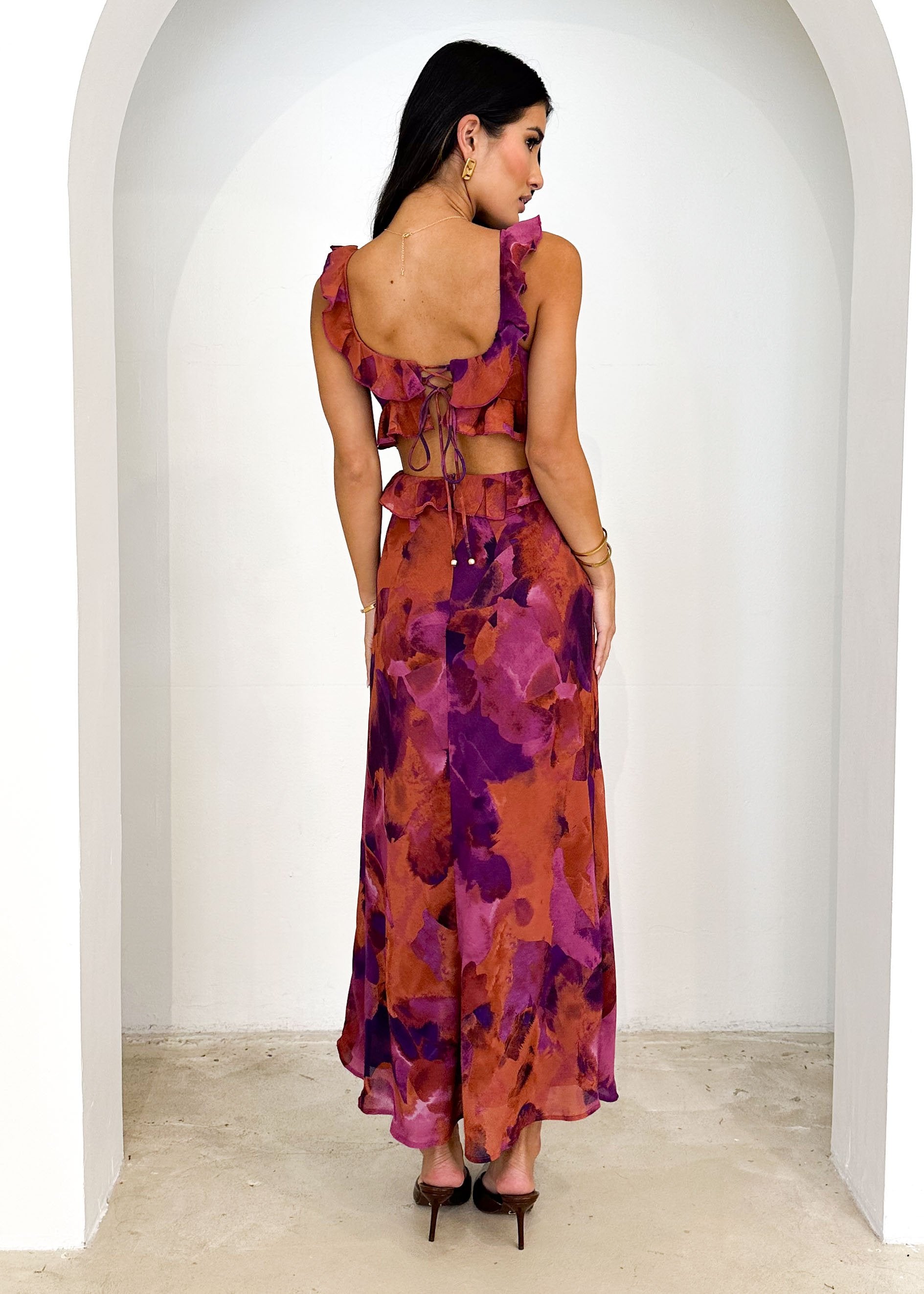 Annia Midi Dress - Purple Splash