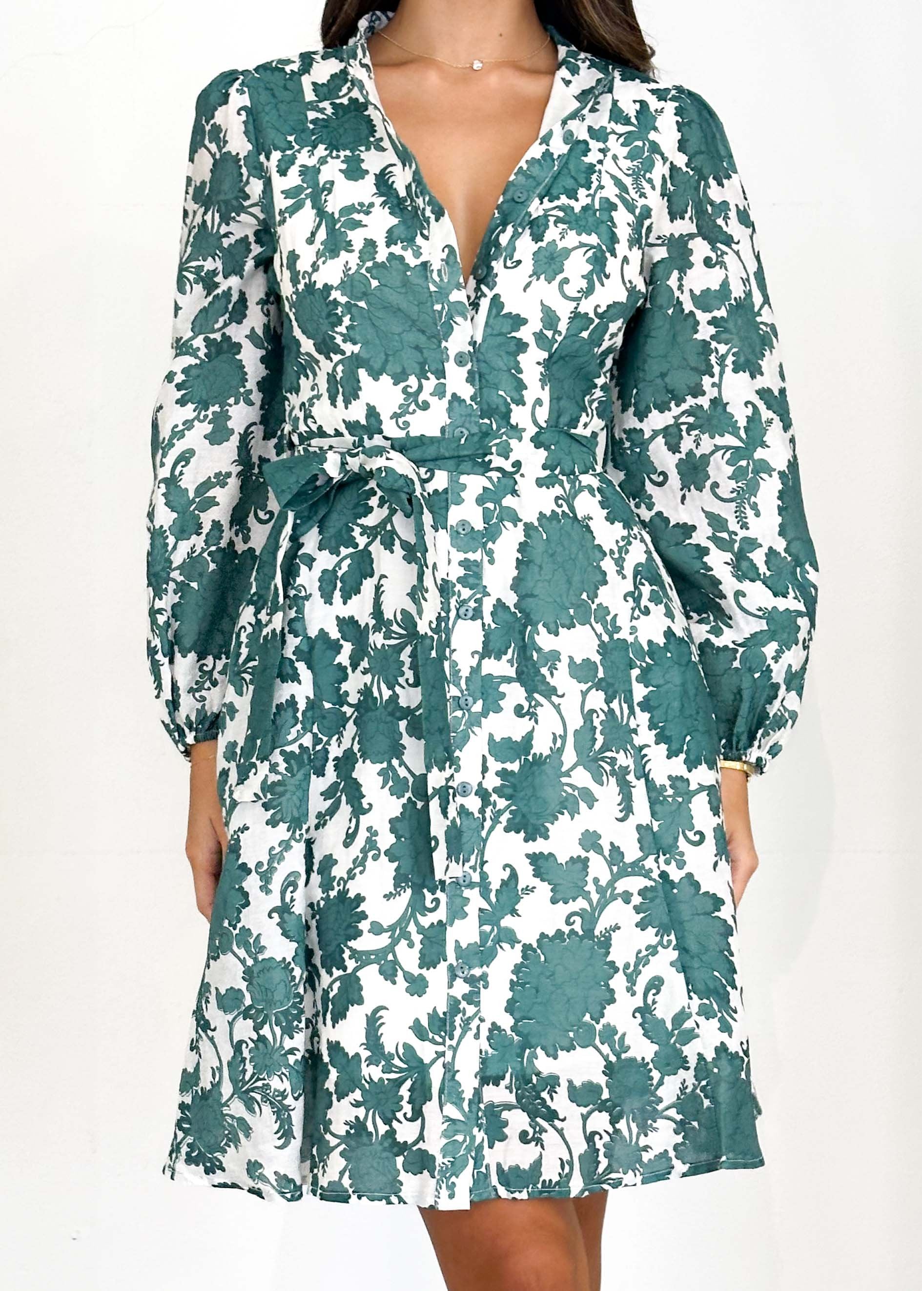 Dessair Dress - Green Floral
