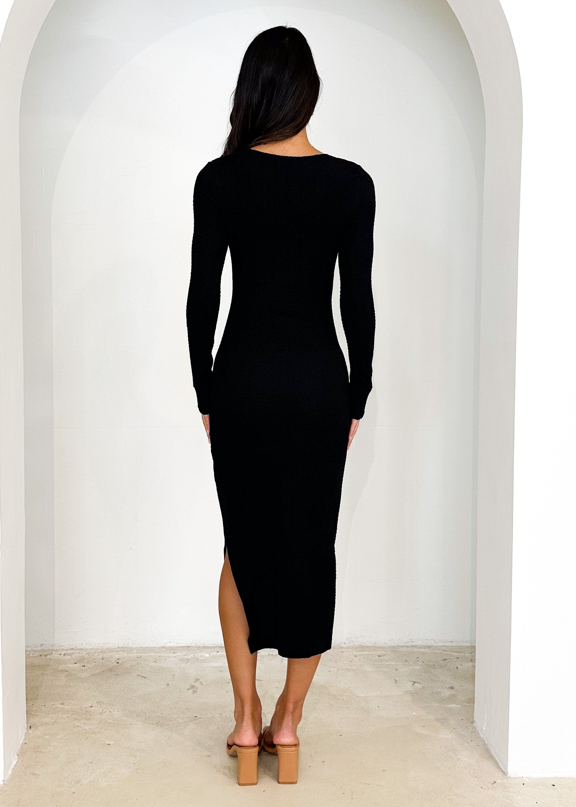 Palma Knit Midi Dress - Black