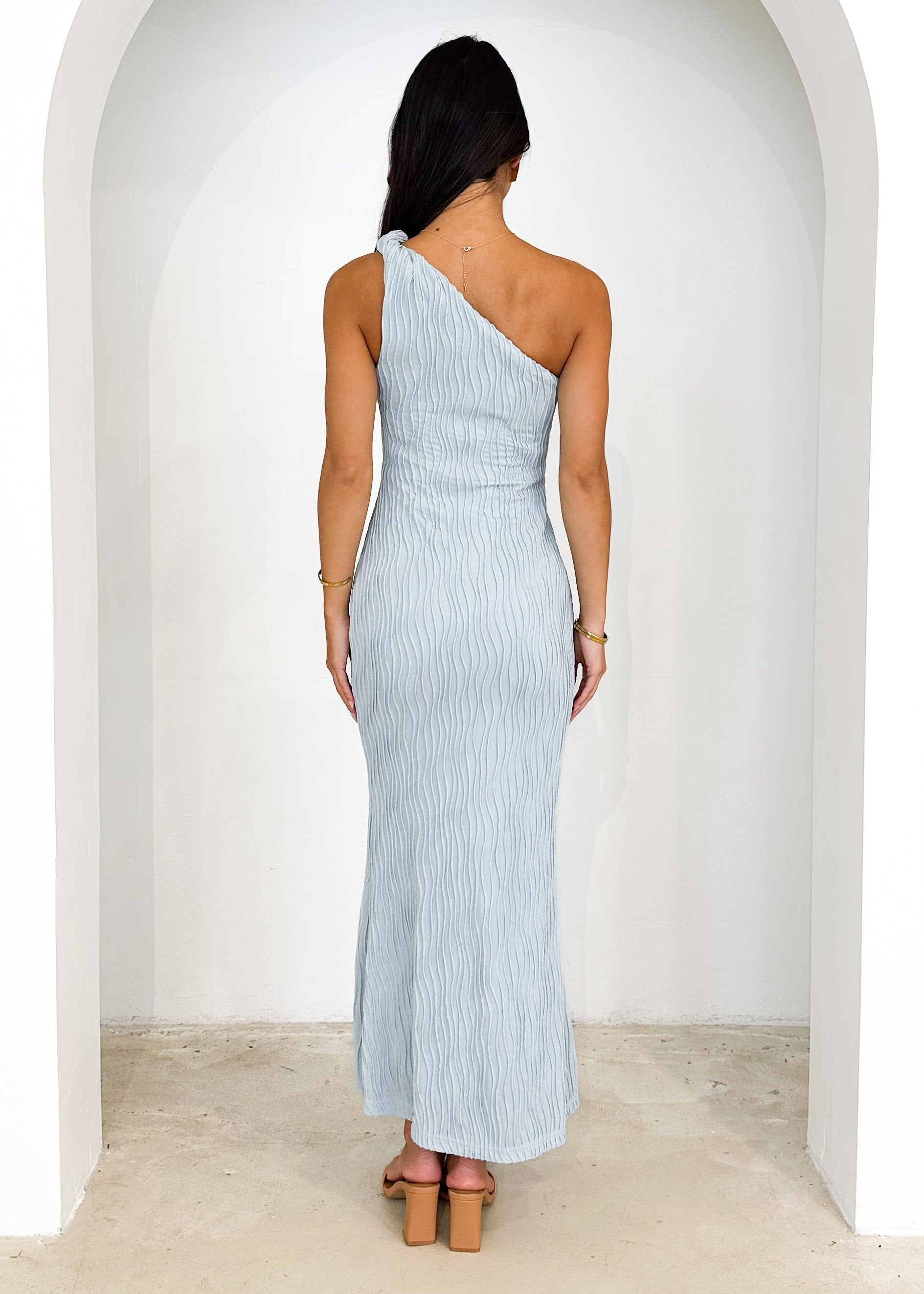 Clayso One Shoulder Maxi Dress - Baby Blue
