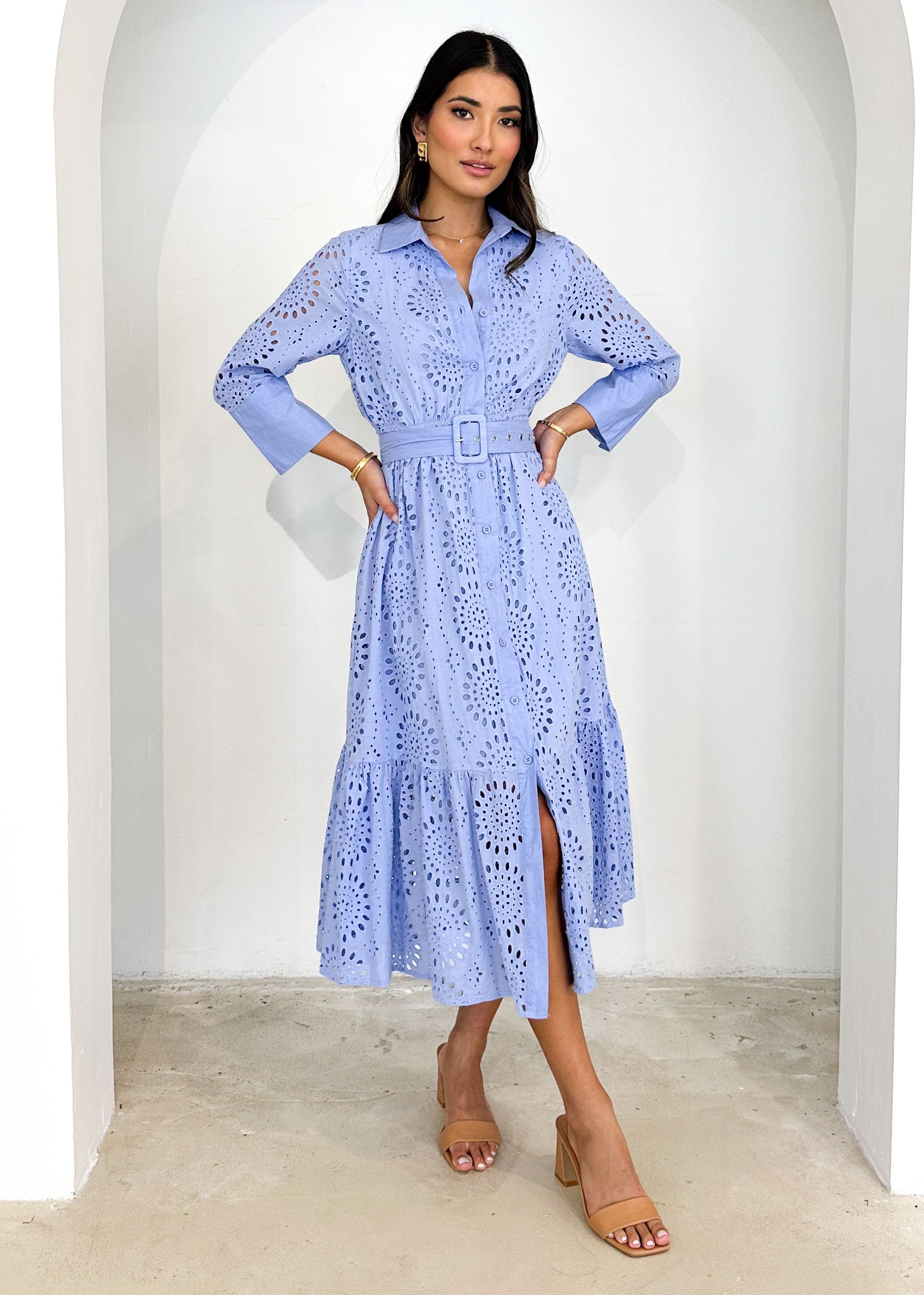 Costeen Midi Dress - Periwinkle Anglaise