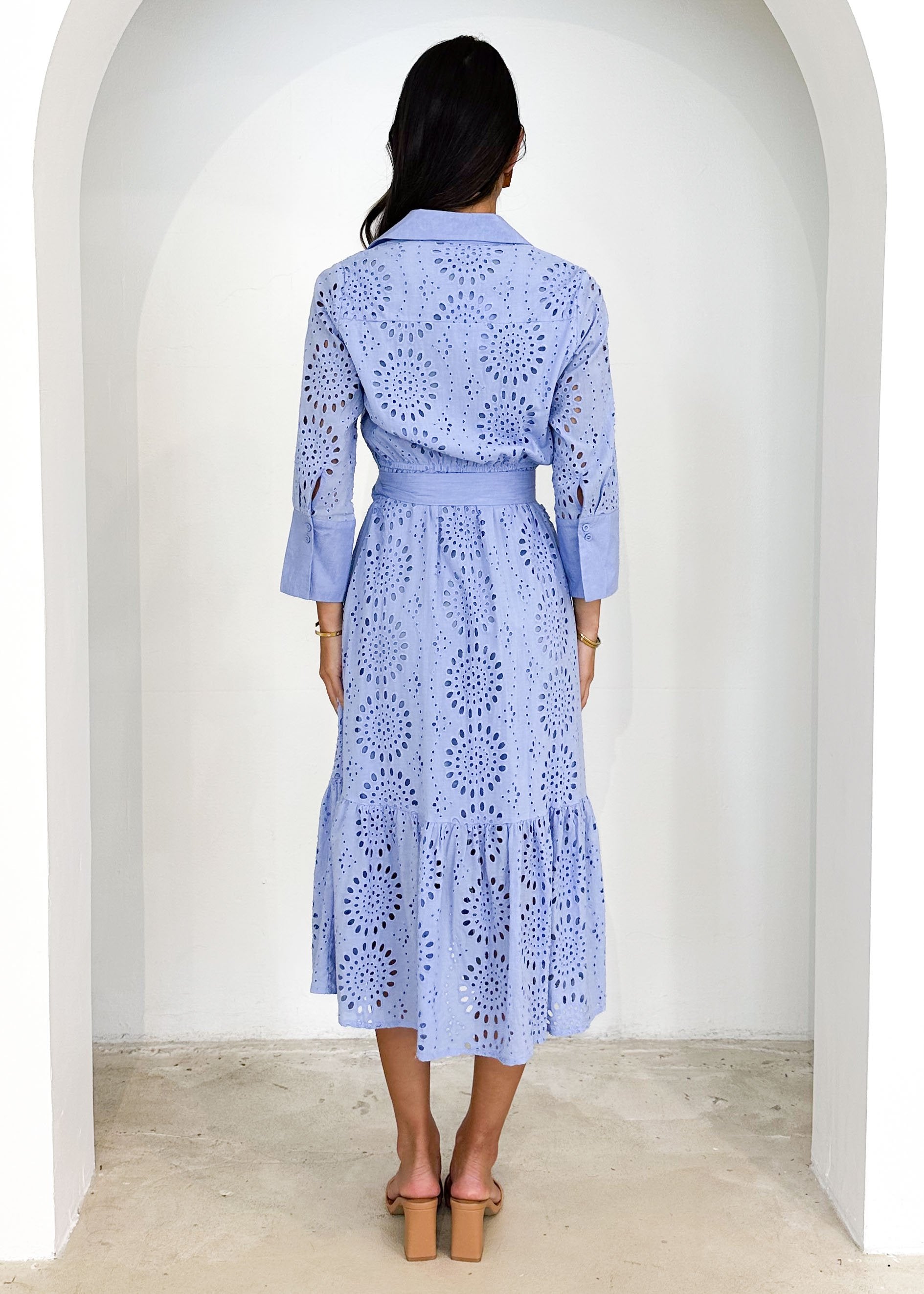 Costeen Midi Dress - Periwinkle Anglaise