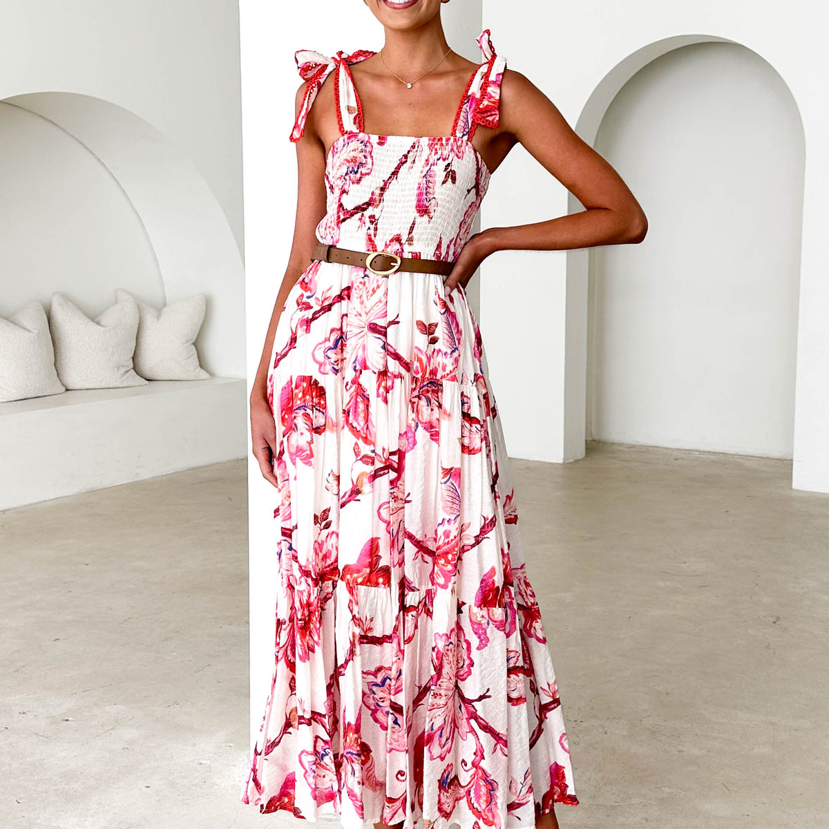Beatrix - High-end Floral Print Lapel Dress
