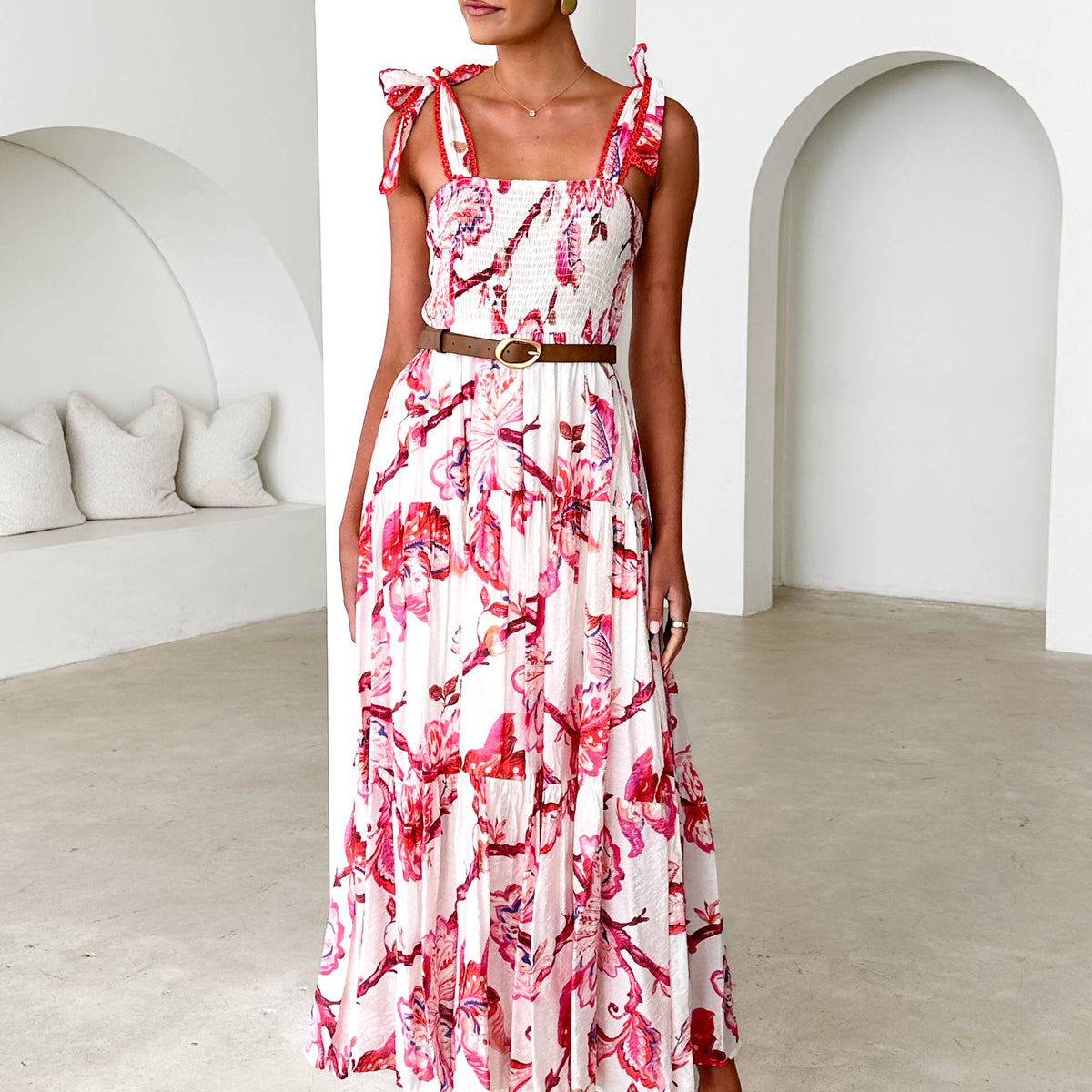 Beatrix - High-end Floral Print Lapel Dress