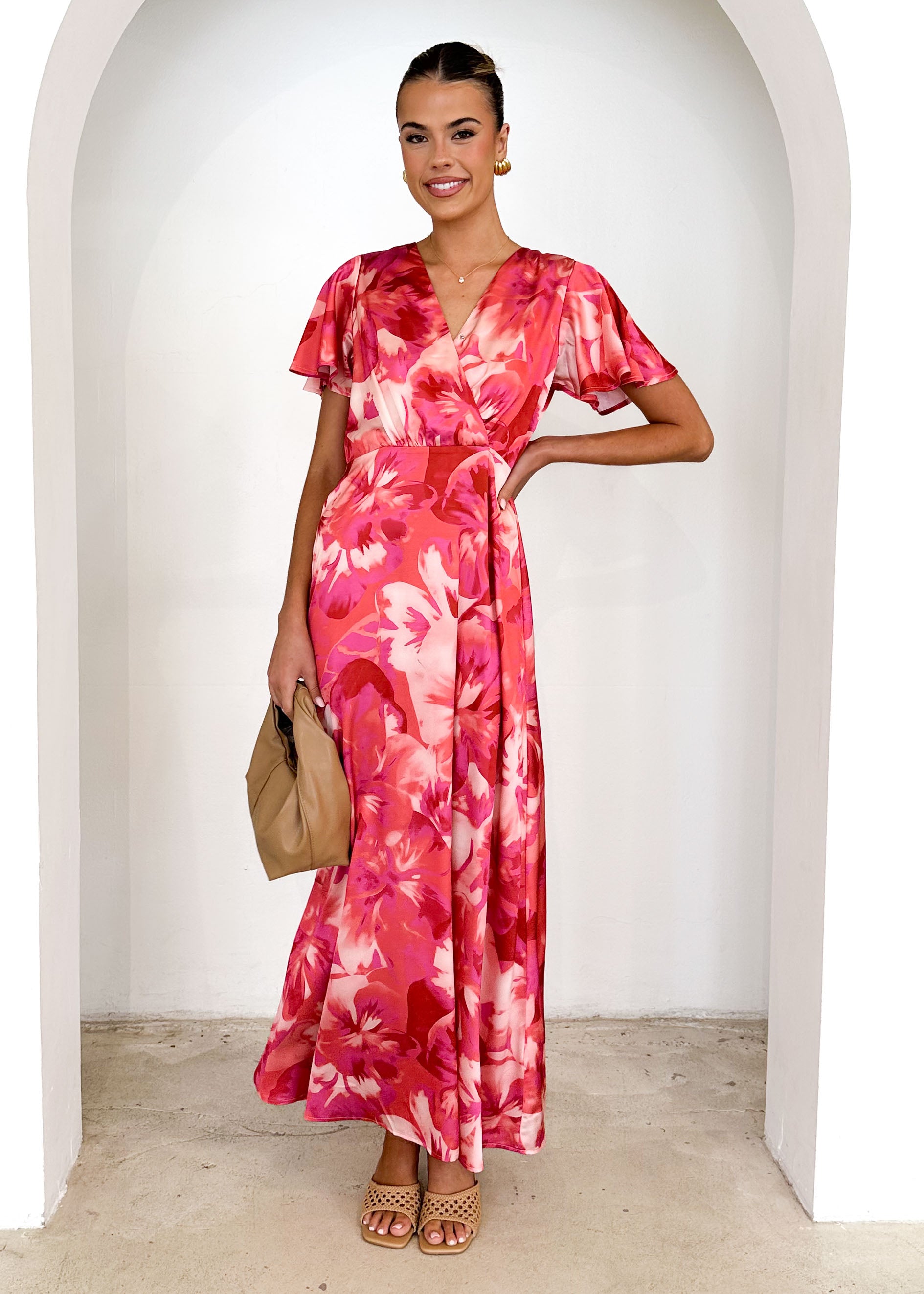 Collective Swimwear - Delphine Maxi Dress - Berry Flowers fifth image