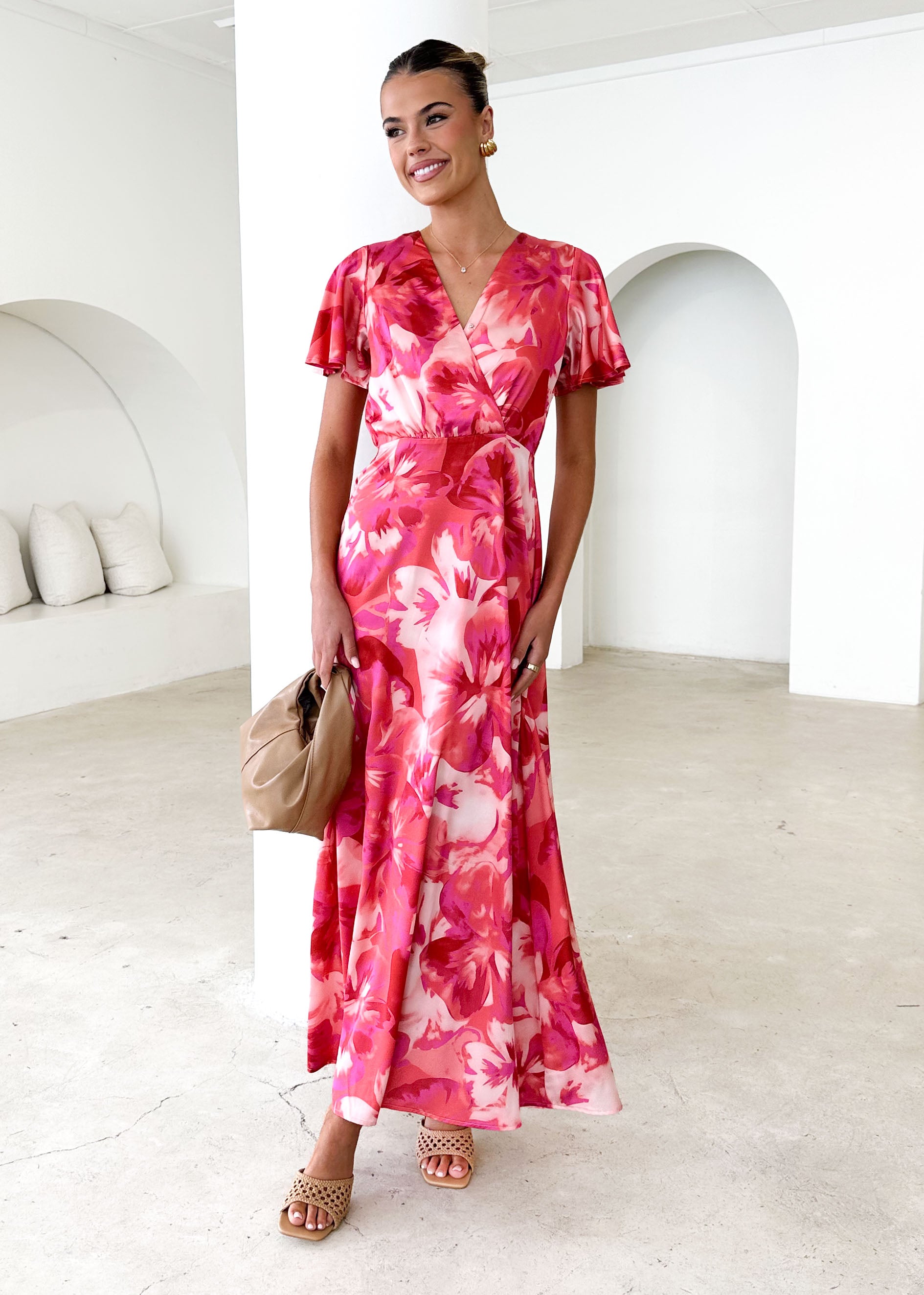 Collective Swimwear - Delphine Maxi Dress - Berry Flowers third image