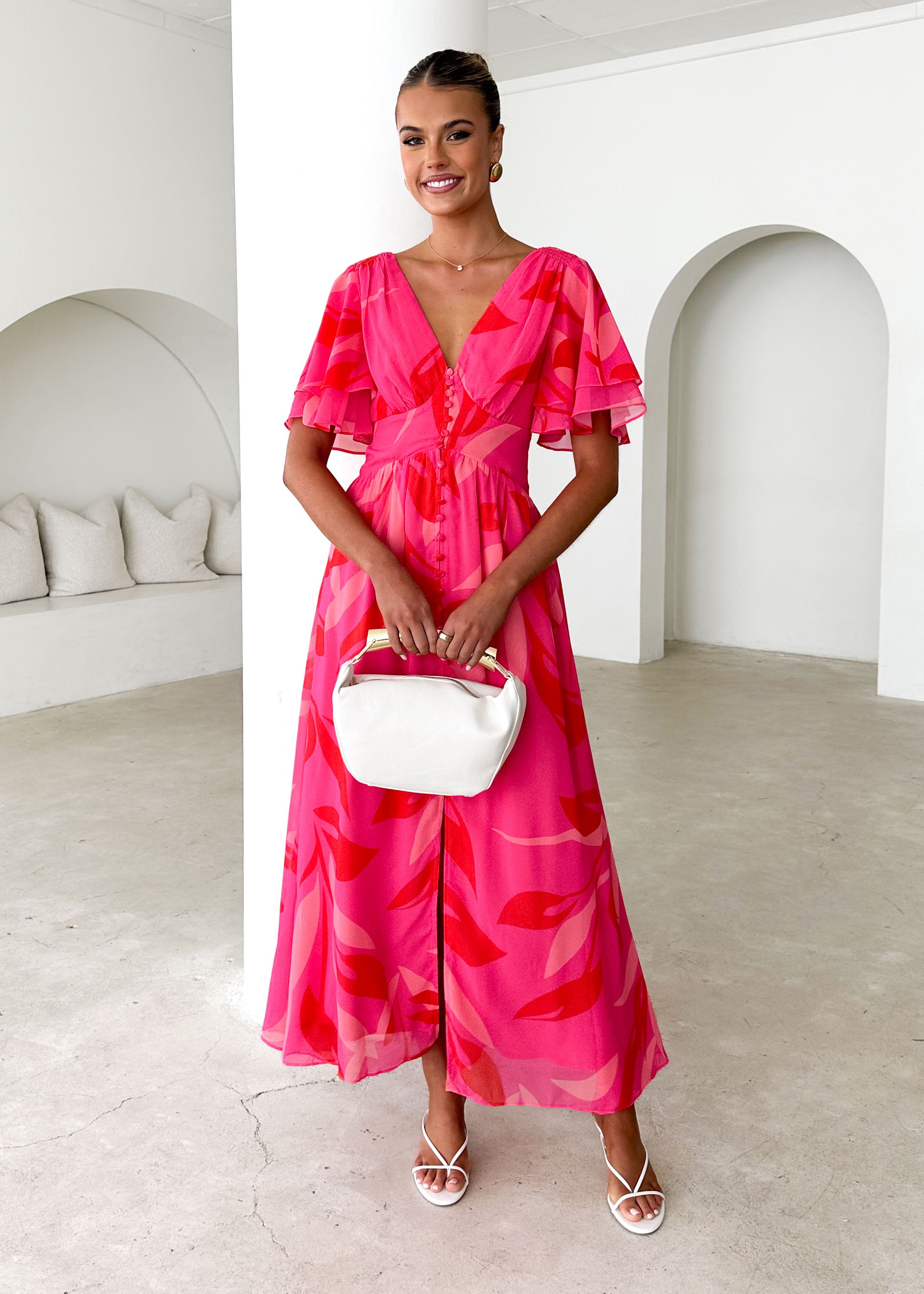 Collective Swimwear - Harpa Midi Dress - Magenta Leaf featured image