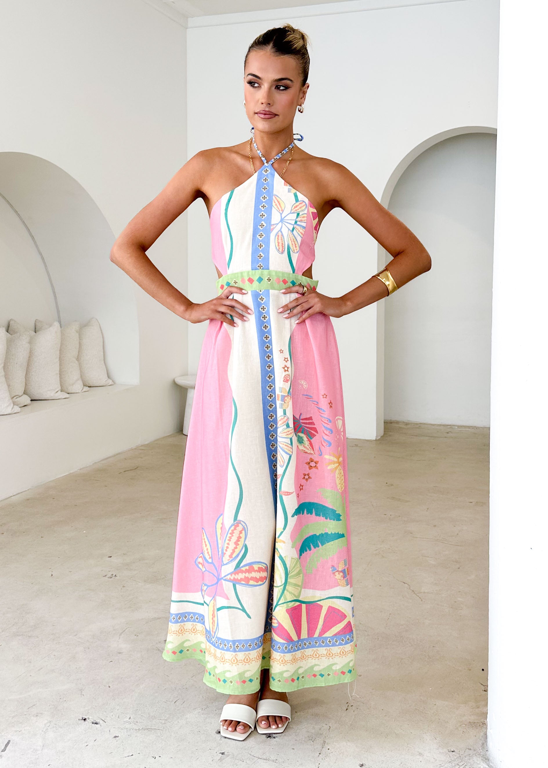 Collective Swimwear - Isia Halter Maxi Dress - Pink Rio fifth image
