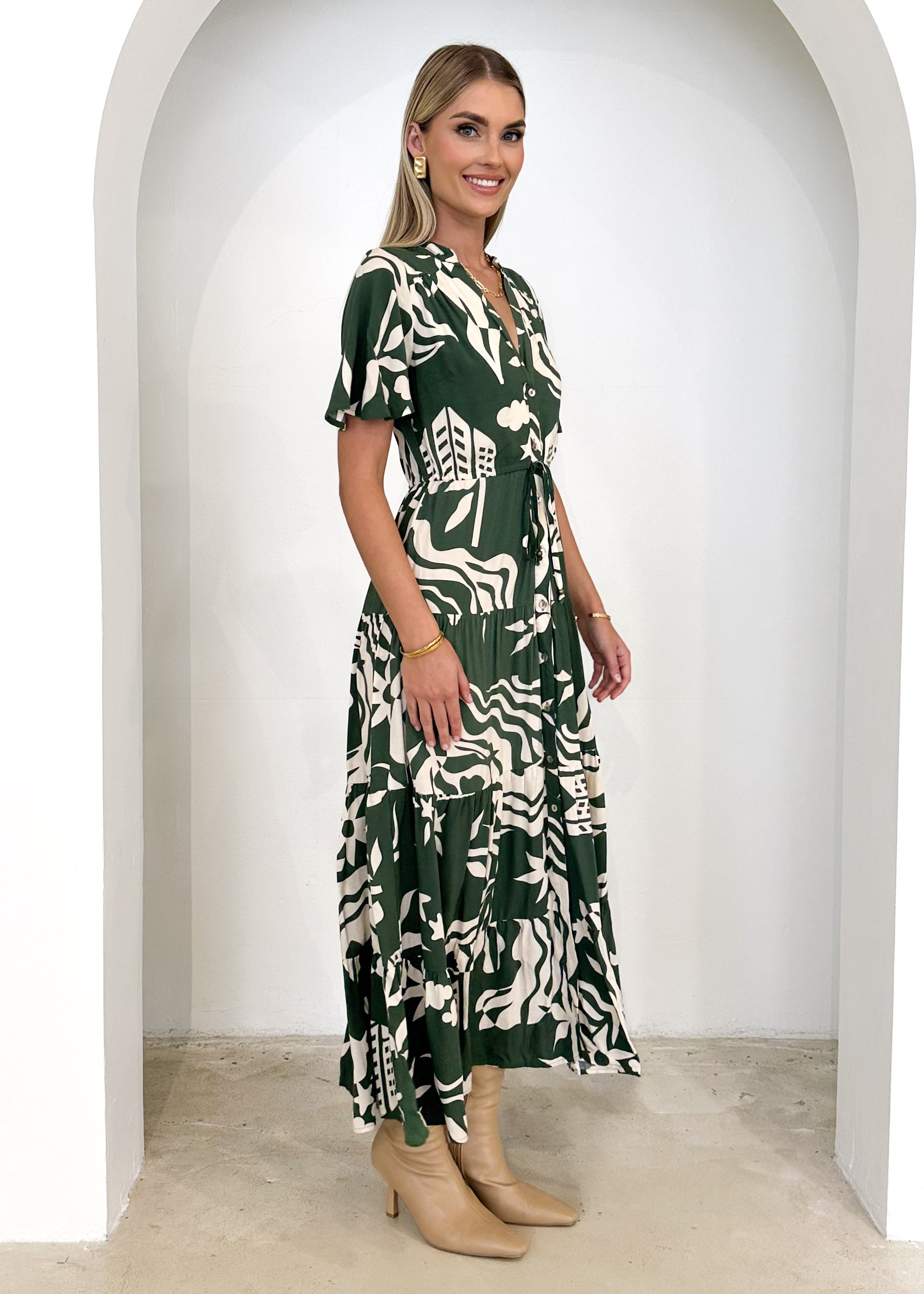 Kiernan Maxi Dress - Forest Abstract