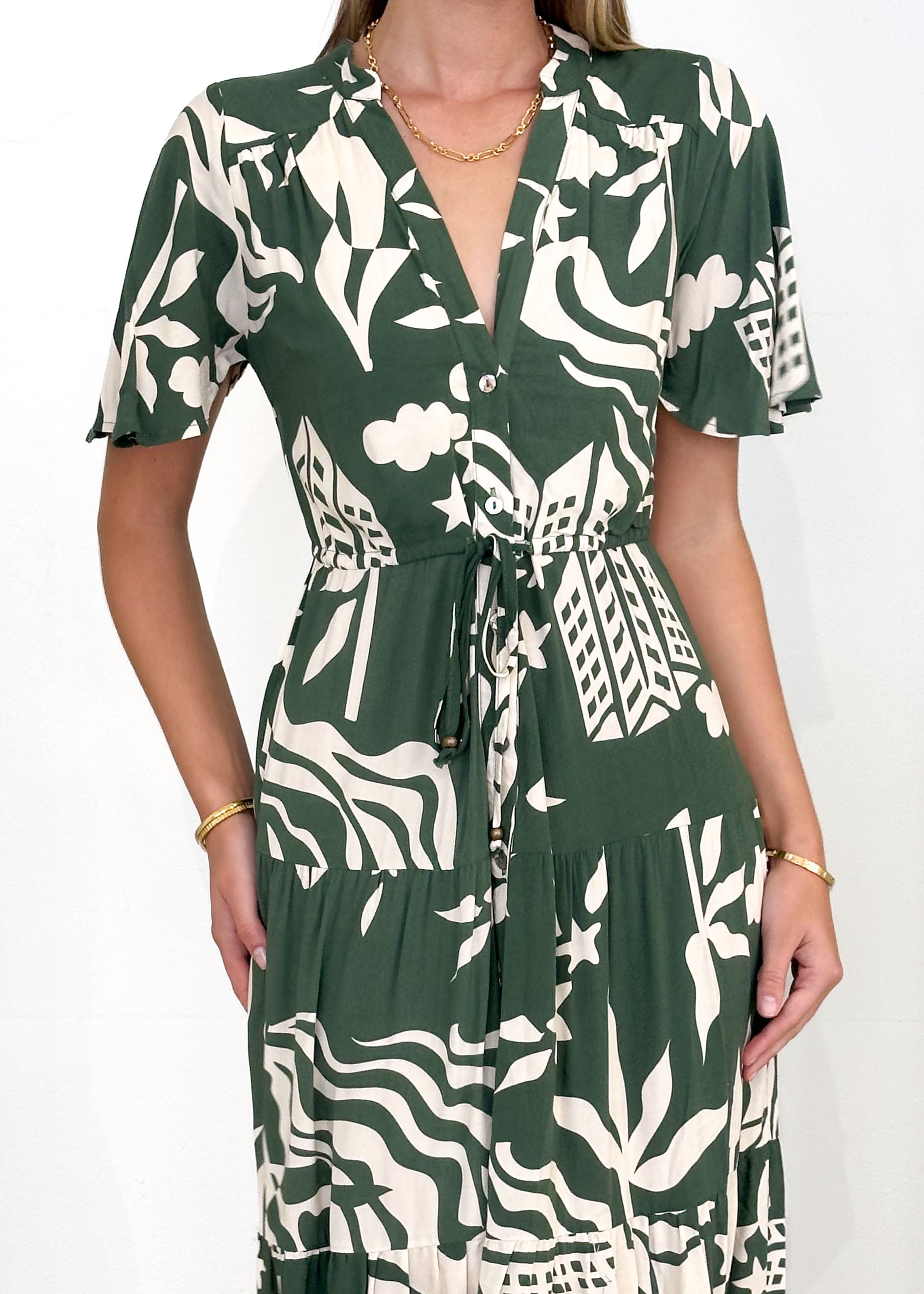 Kiernan Maxi Dress - Forest Abstract