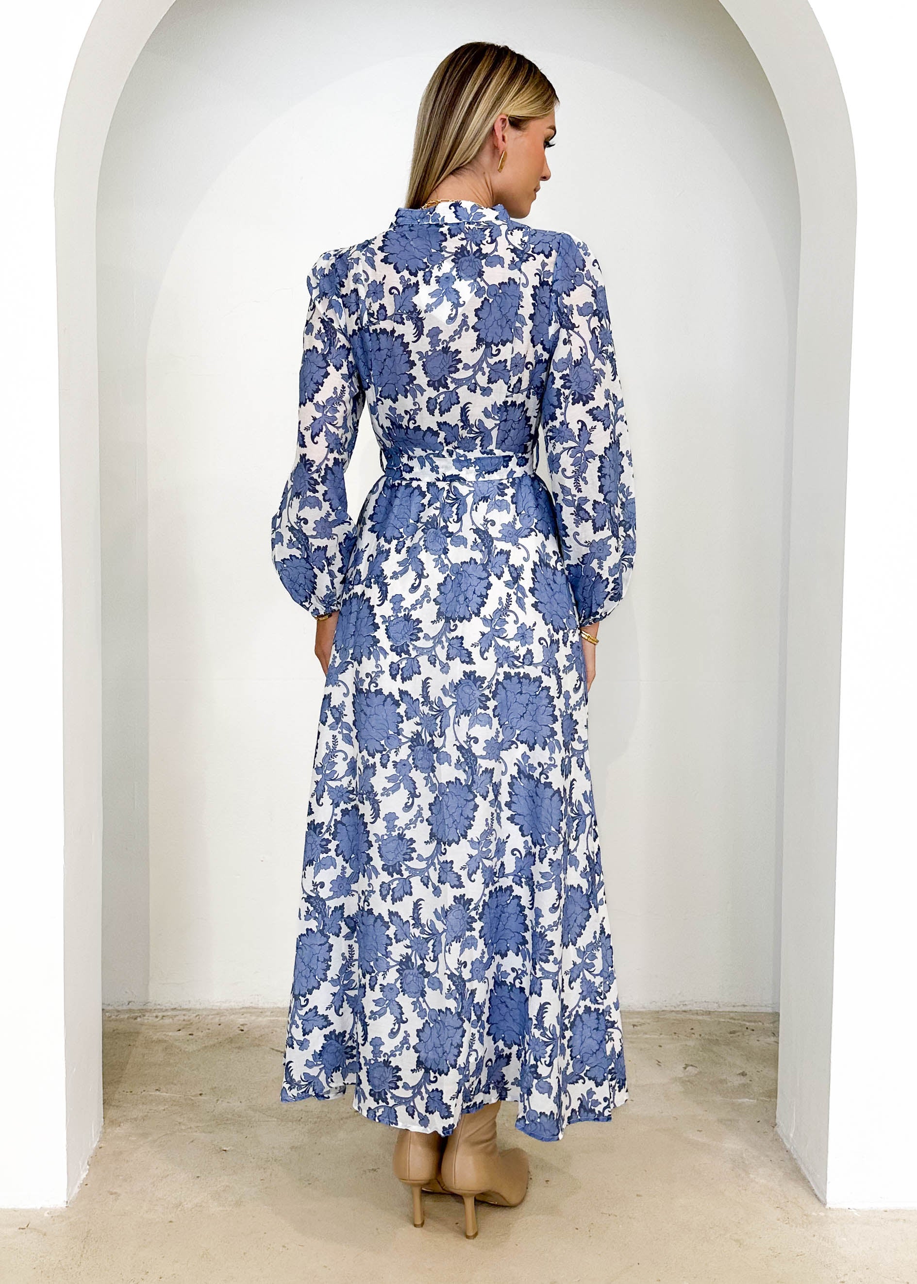 Gretra Midi Dress - Blue Floral