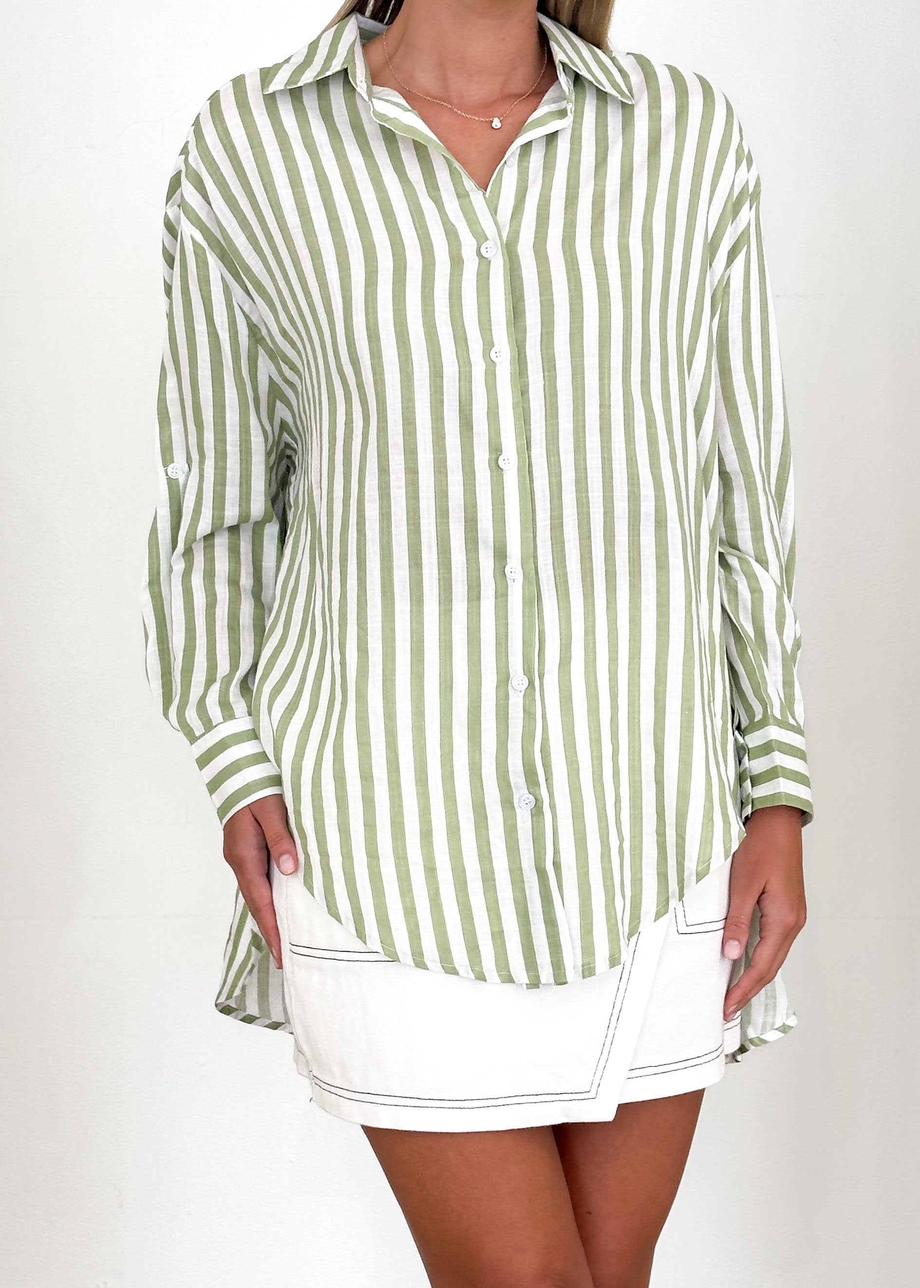 Onesa Shirt - Sage Stripe