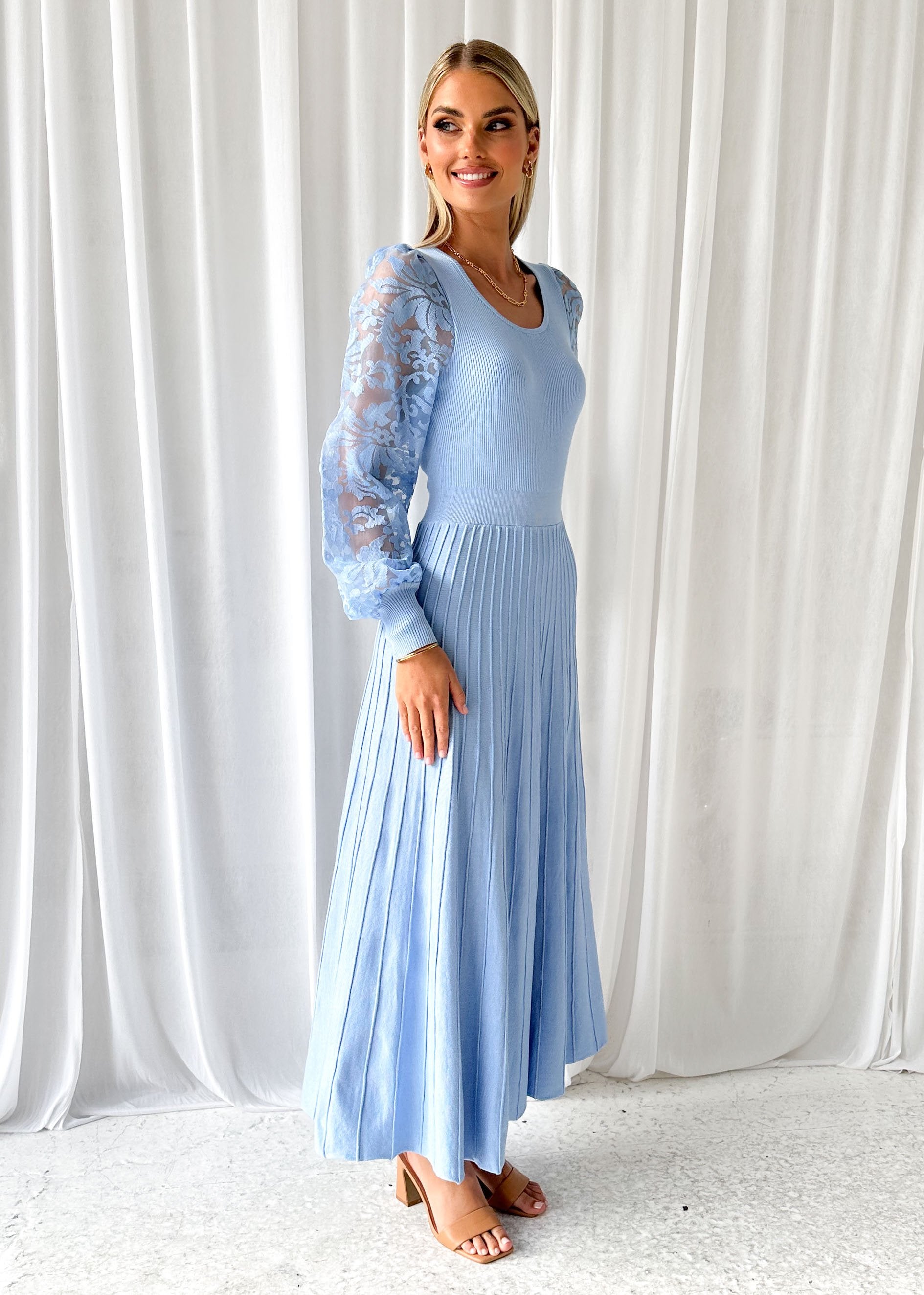 Mirager Knit Midi Dress - Sky Blue