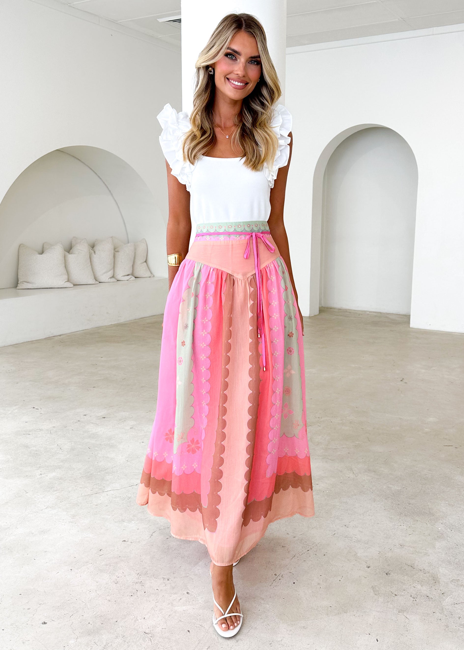 Collective Swimwear - Amity Maxi Skirt - Melon Floral fourth image