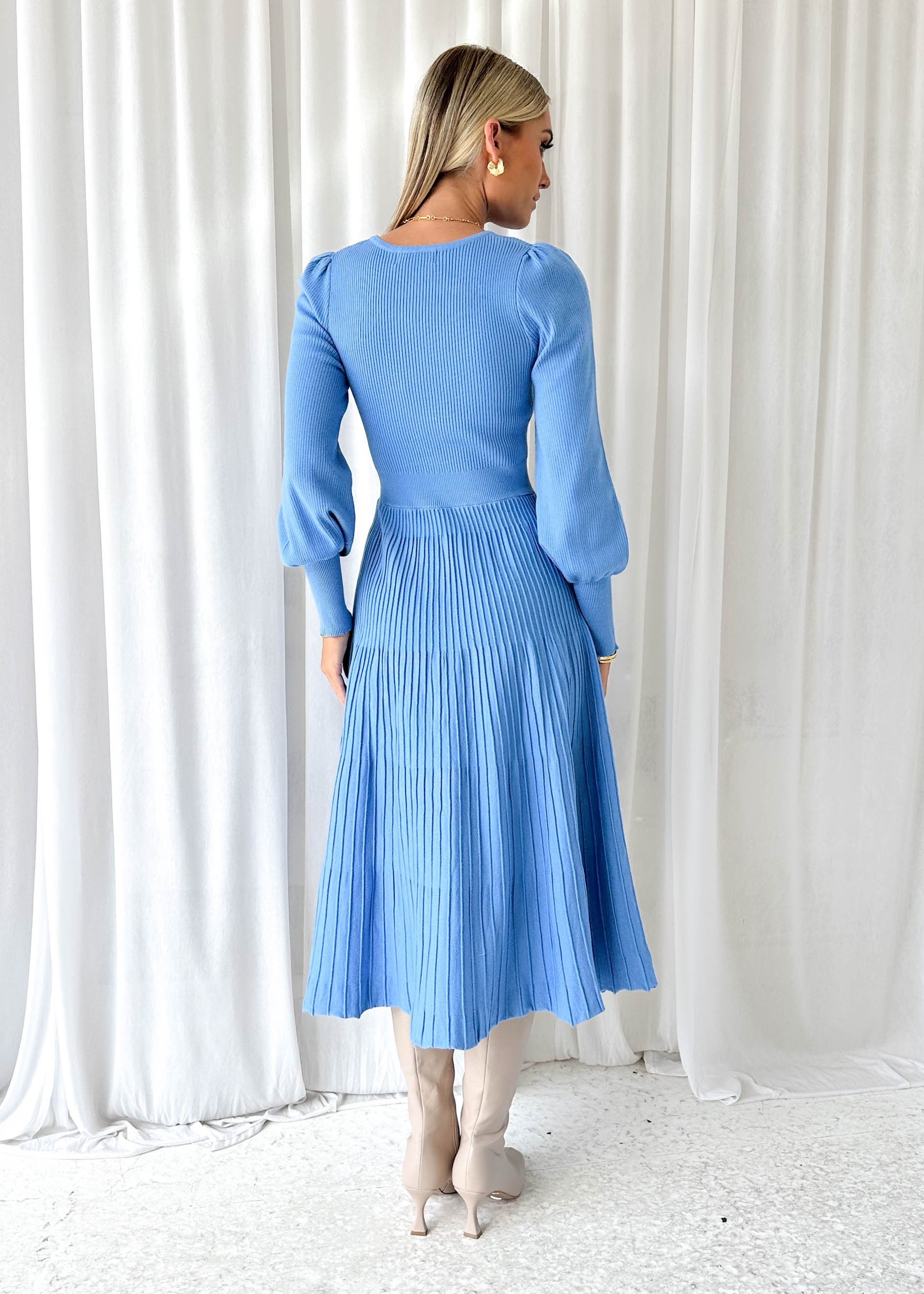 Reate Knit Midi Dress - Sky Blue