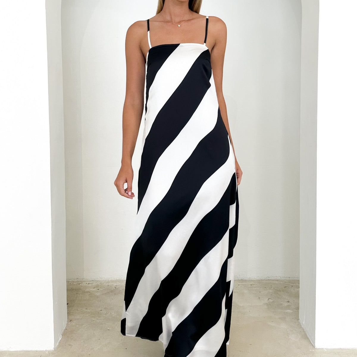 Kaela Maxi Dress - Black Stripe – Gingham & Heels