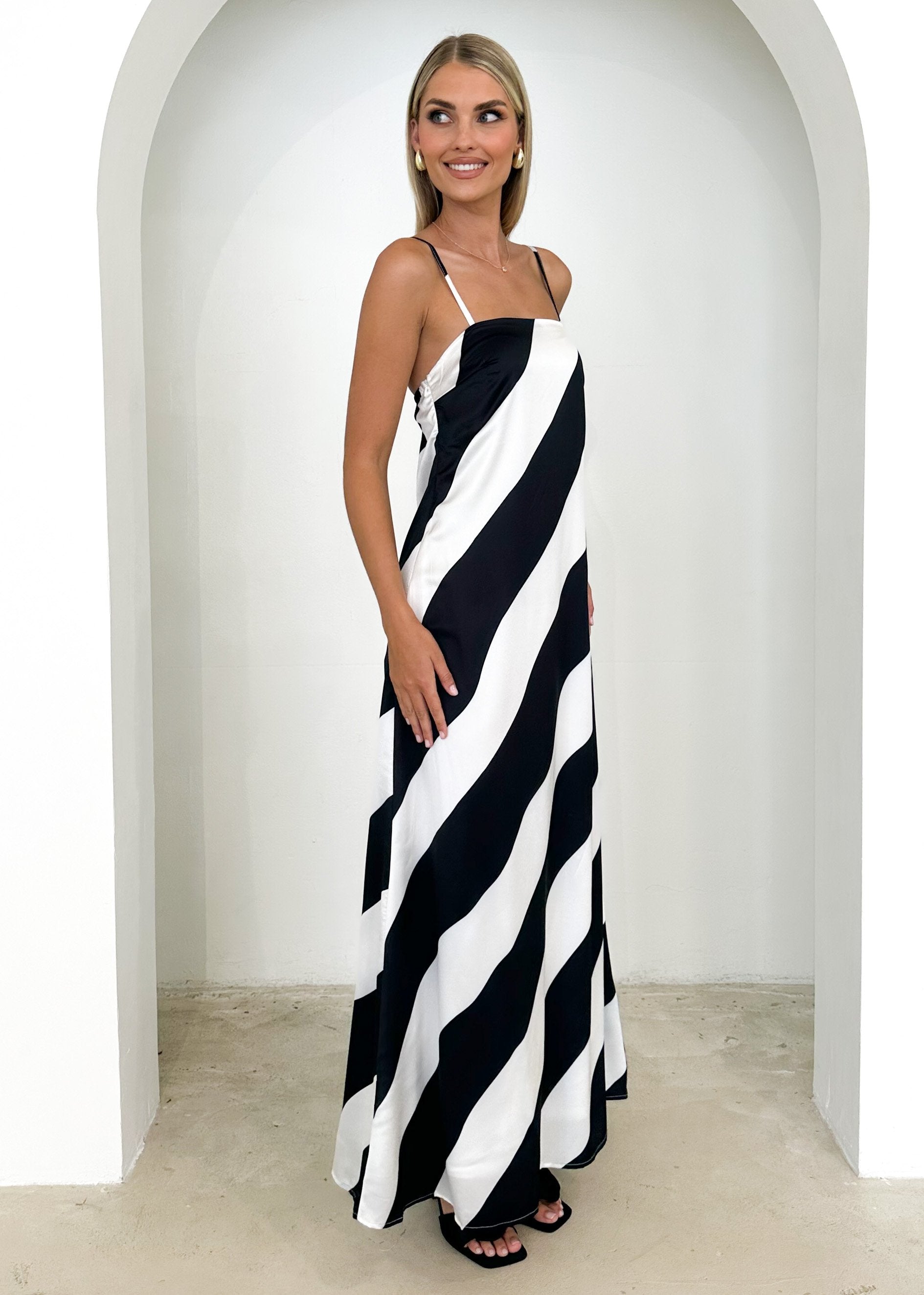 Kaela Maxi Dress - Black Stripe