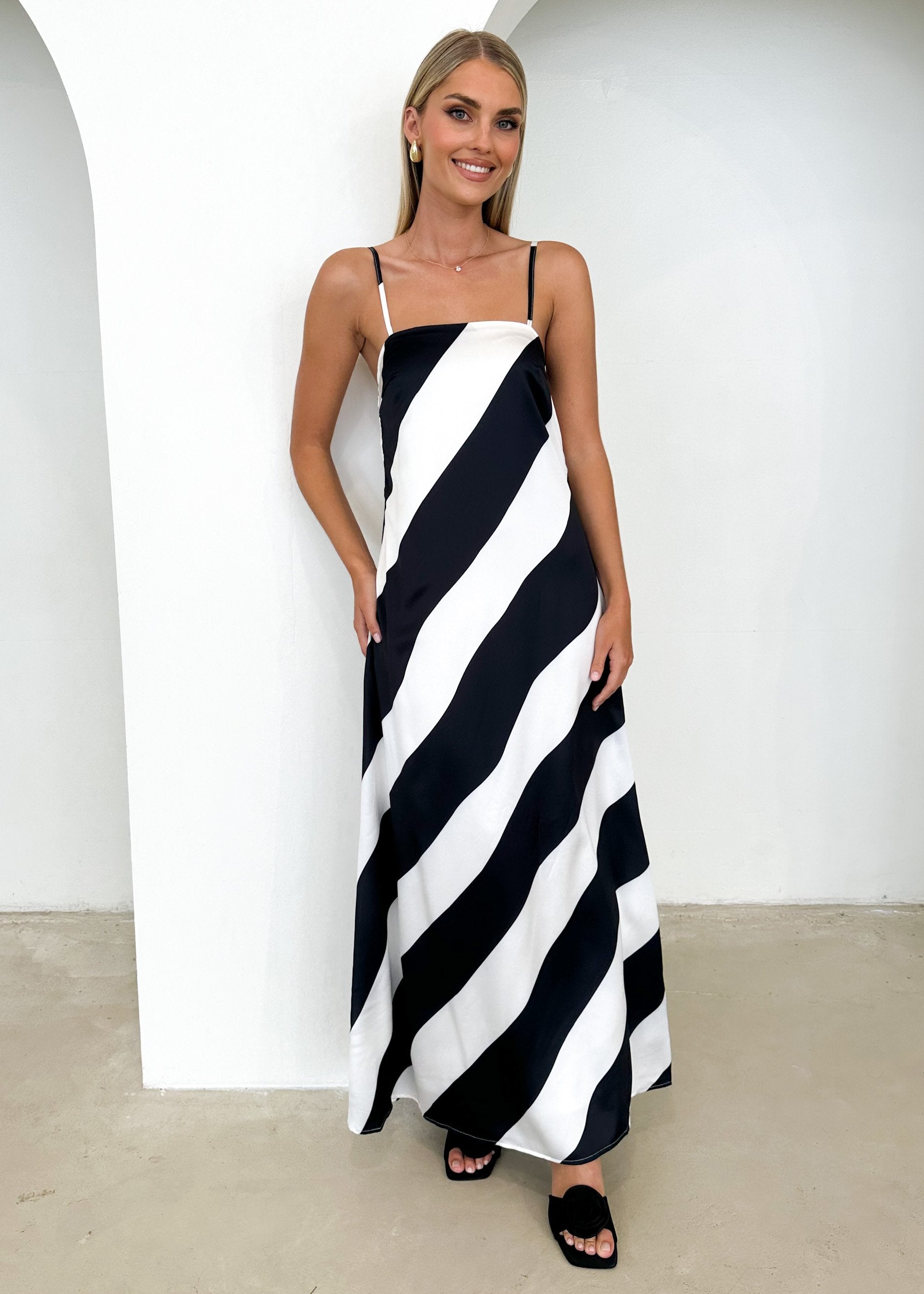 Kaela Maxi Dress - Black Stripe