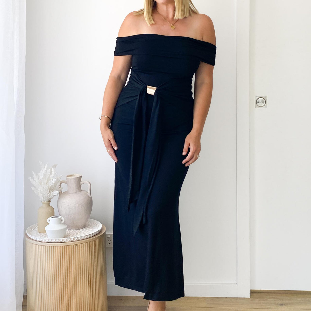 tania linen midi dress Tania Linen Midi Dress L / Denim