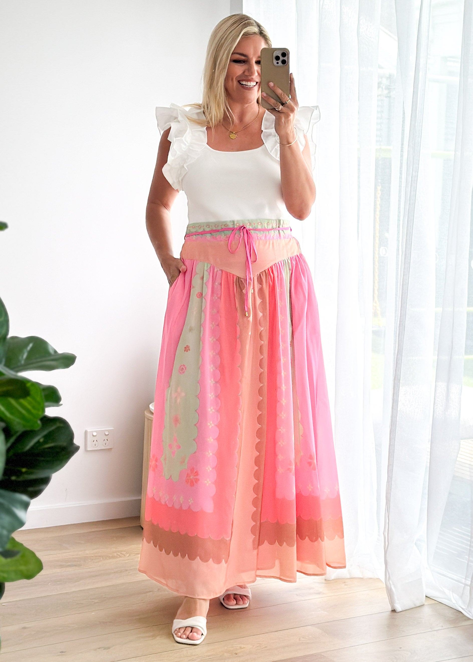 Collective Swimwear - Amity Maxi Skirt - Melon Floral fifth image