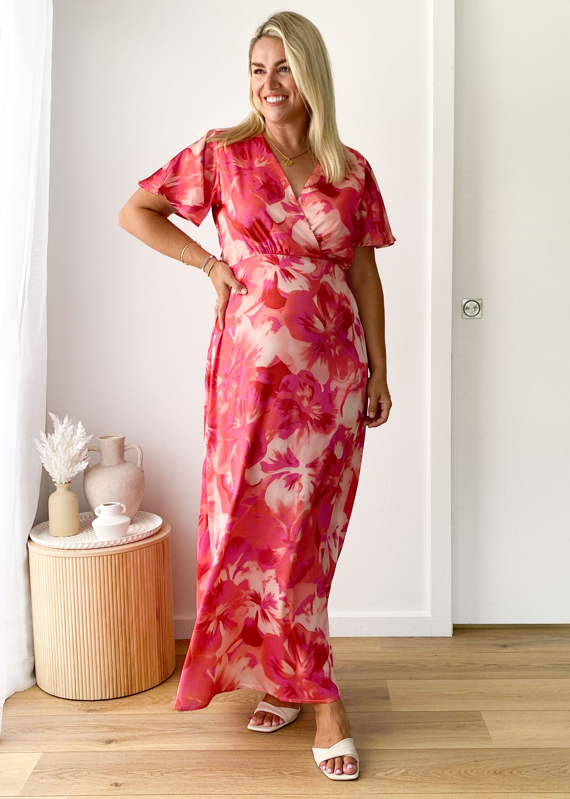 Collective Swimwear - Delphine Maxi Dress - Berry Flowers sixth image
