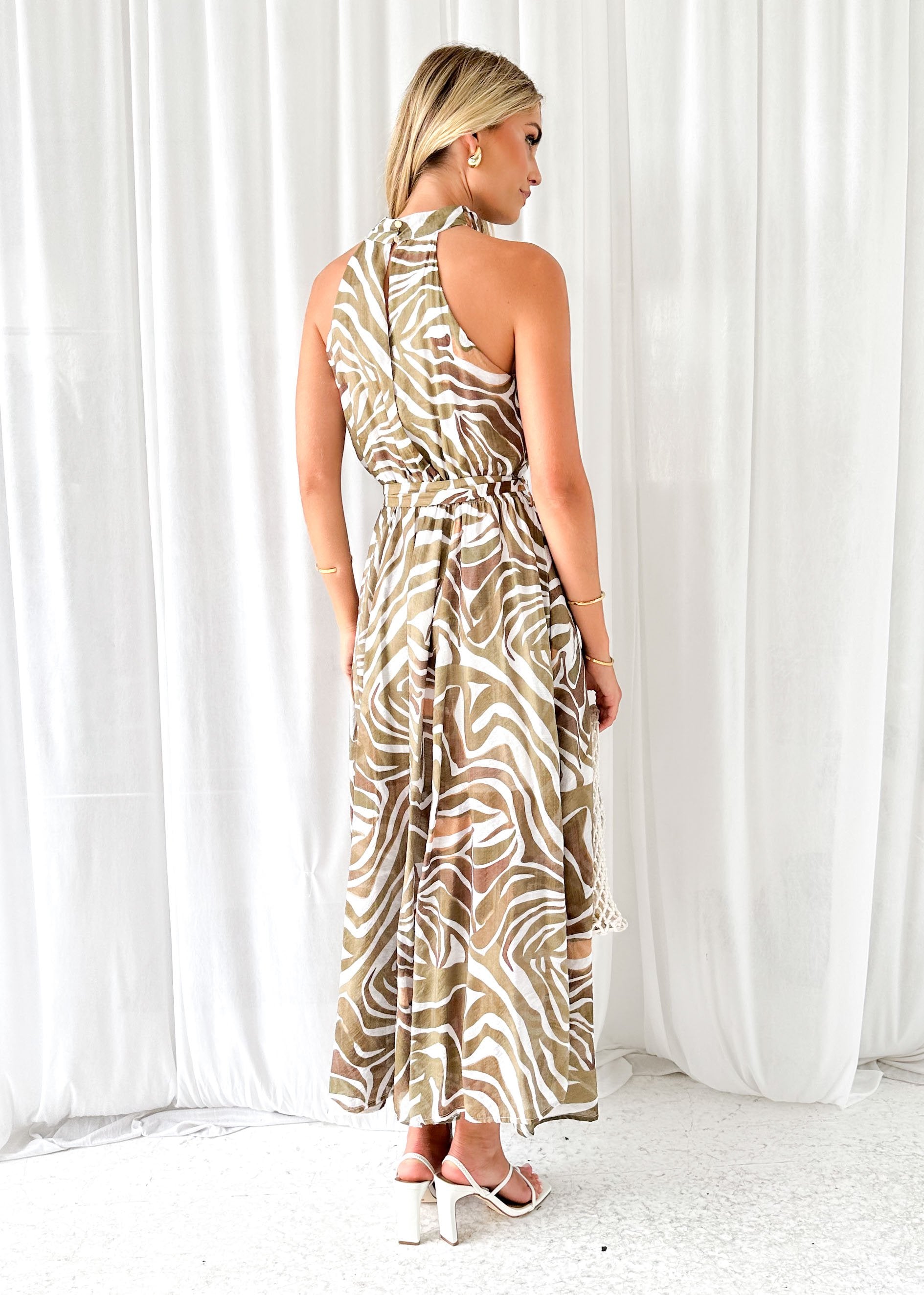 Marca Midi Dress - Olive Zebra