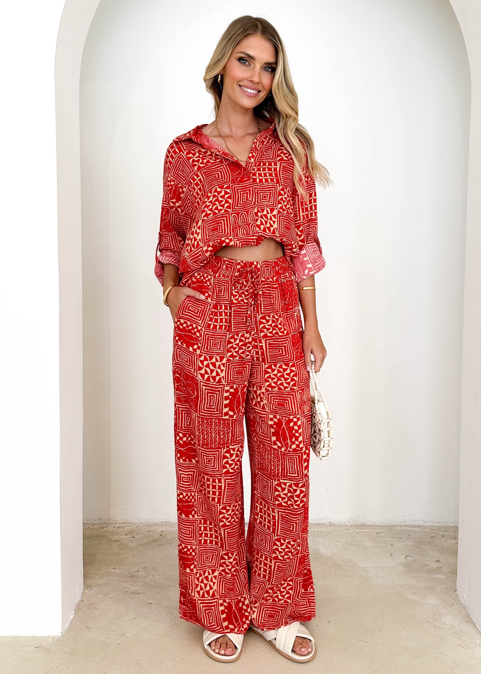Antonella Pants - Red Abstract