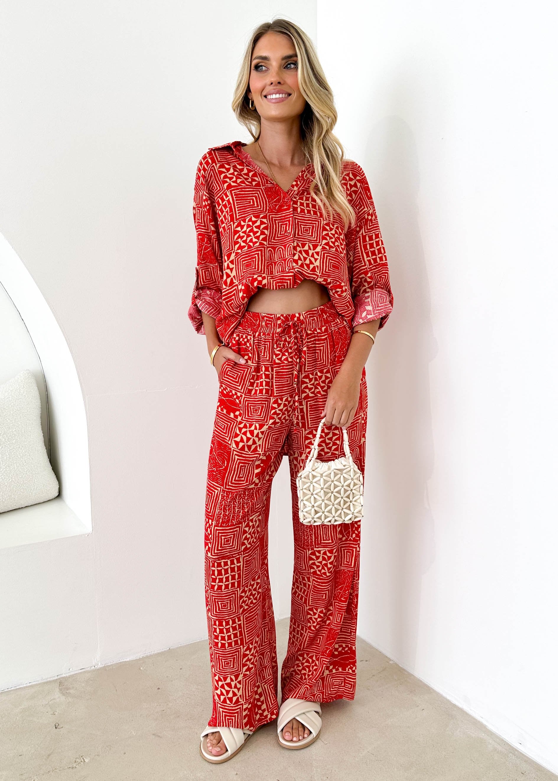 Antonella Pants - Red Abstract