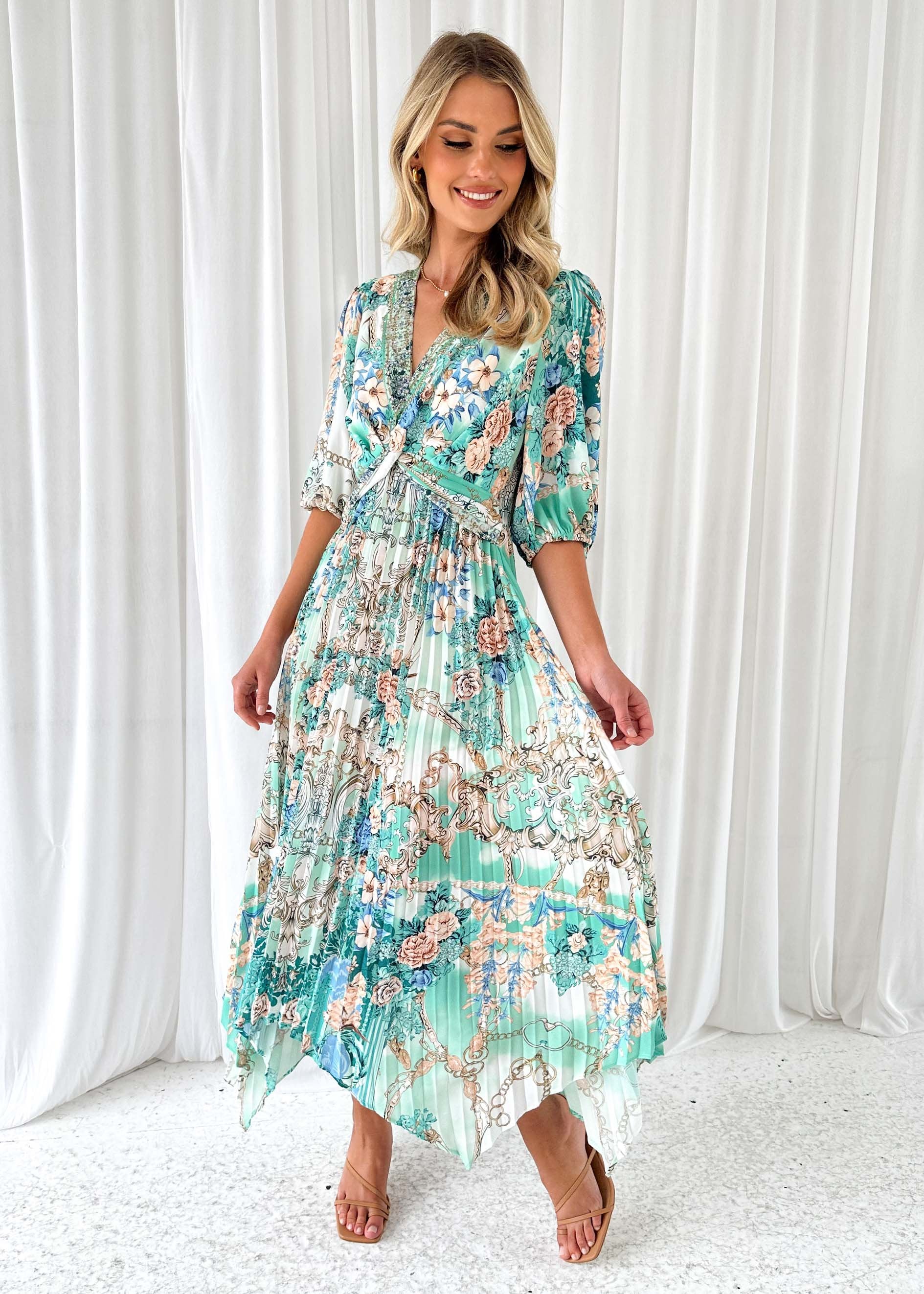 Prinka Midi Dress - Turquoise Gem