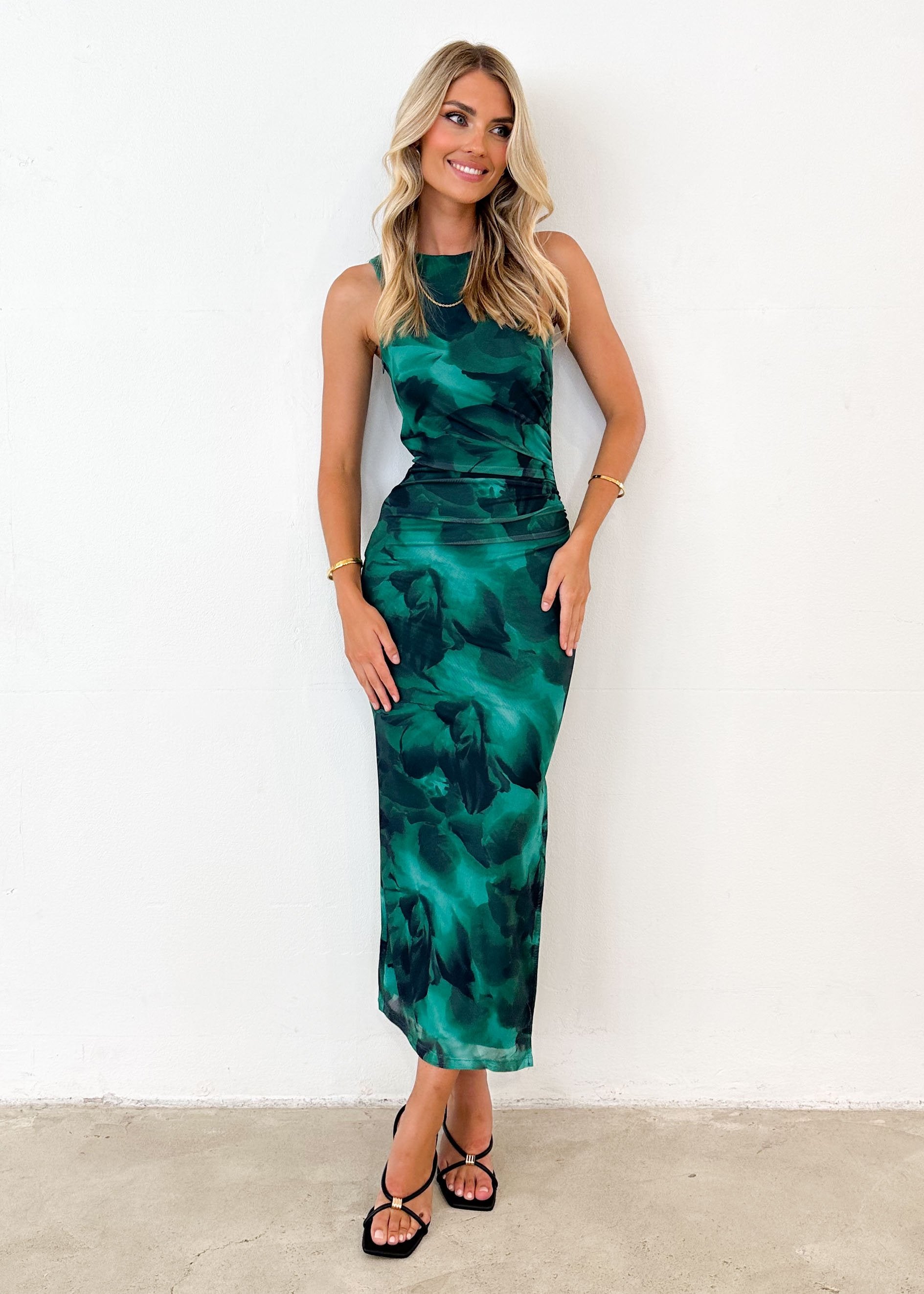 Tillia Mesh Maxi Dress - Emerald