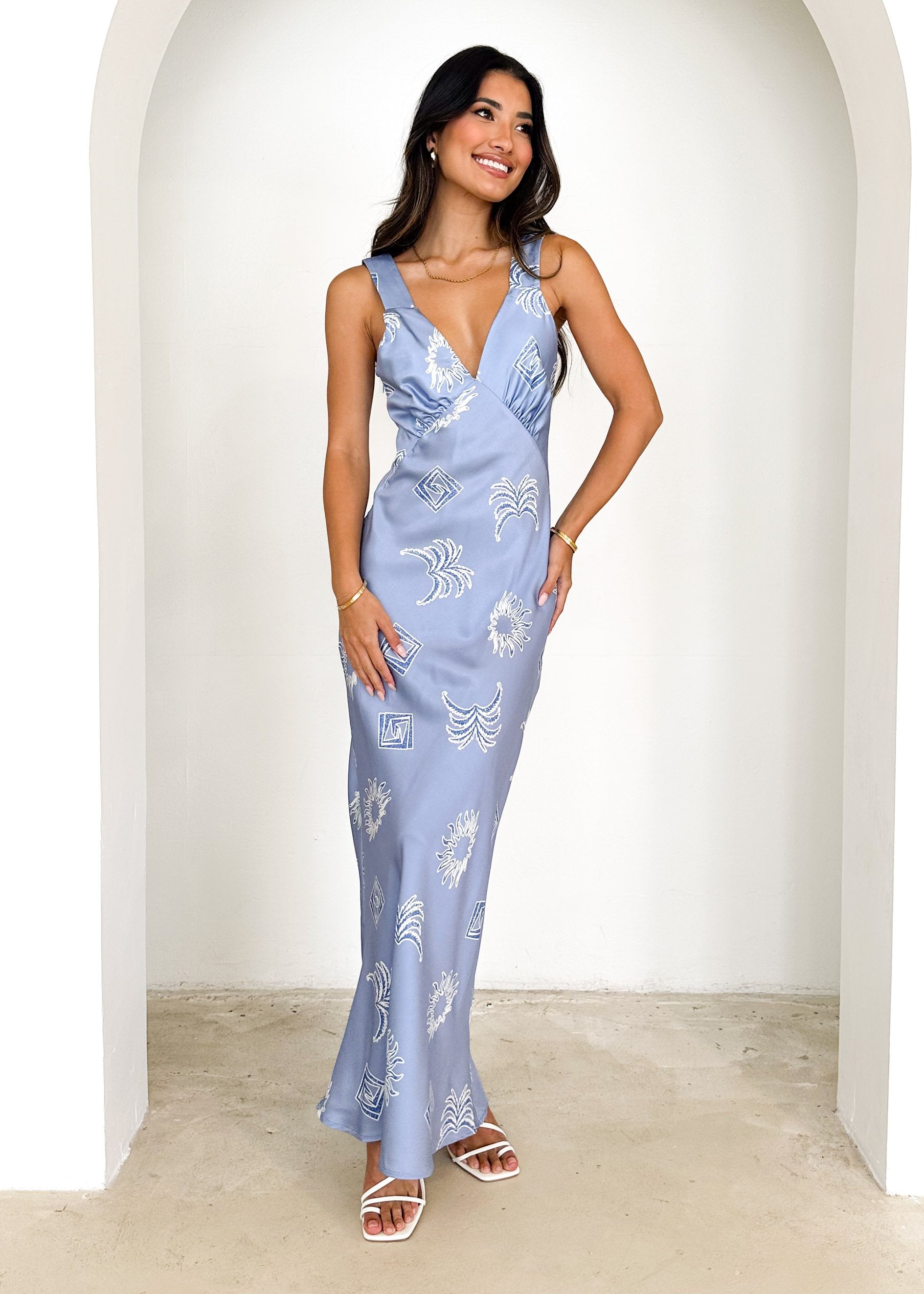 Taleena Maxi Dress - Blue Abstract