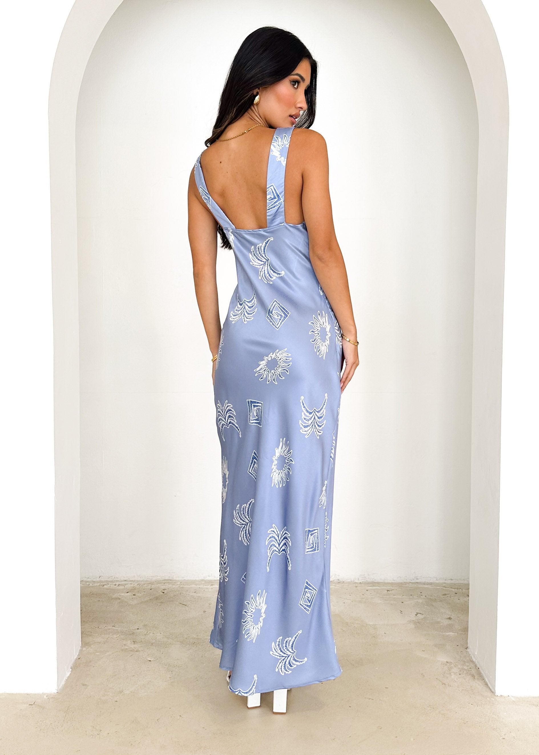 Taleena Maxi Dress - Blue Abstract