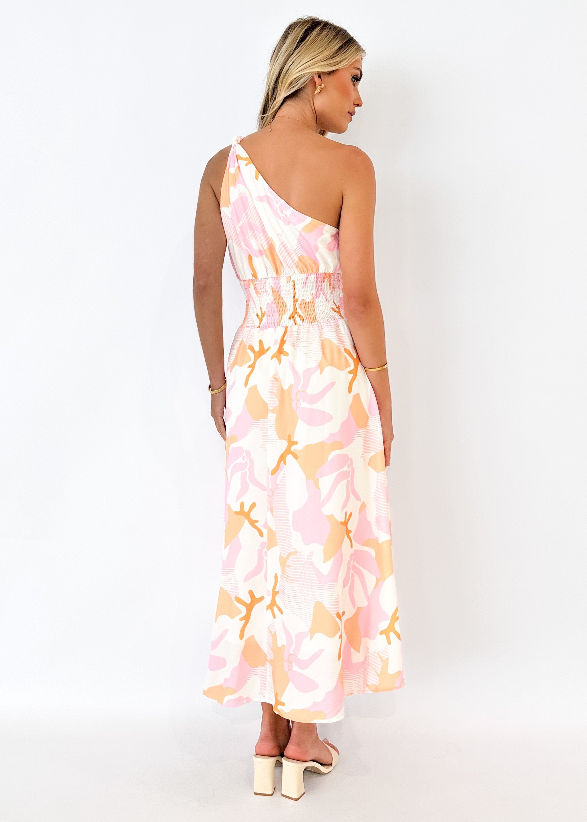 Oara One Shoulder Maxi Dress - Candy Peach