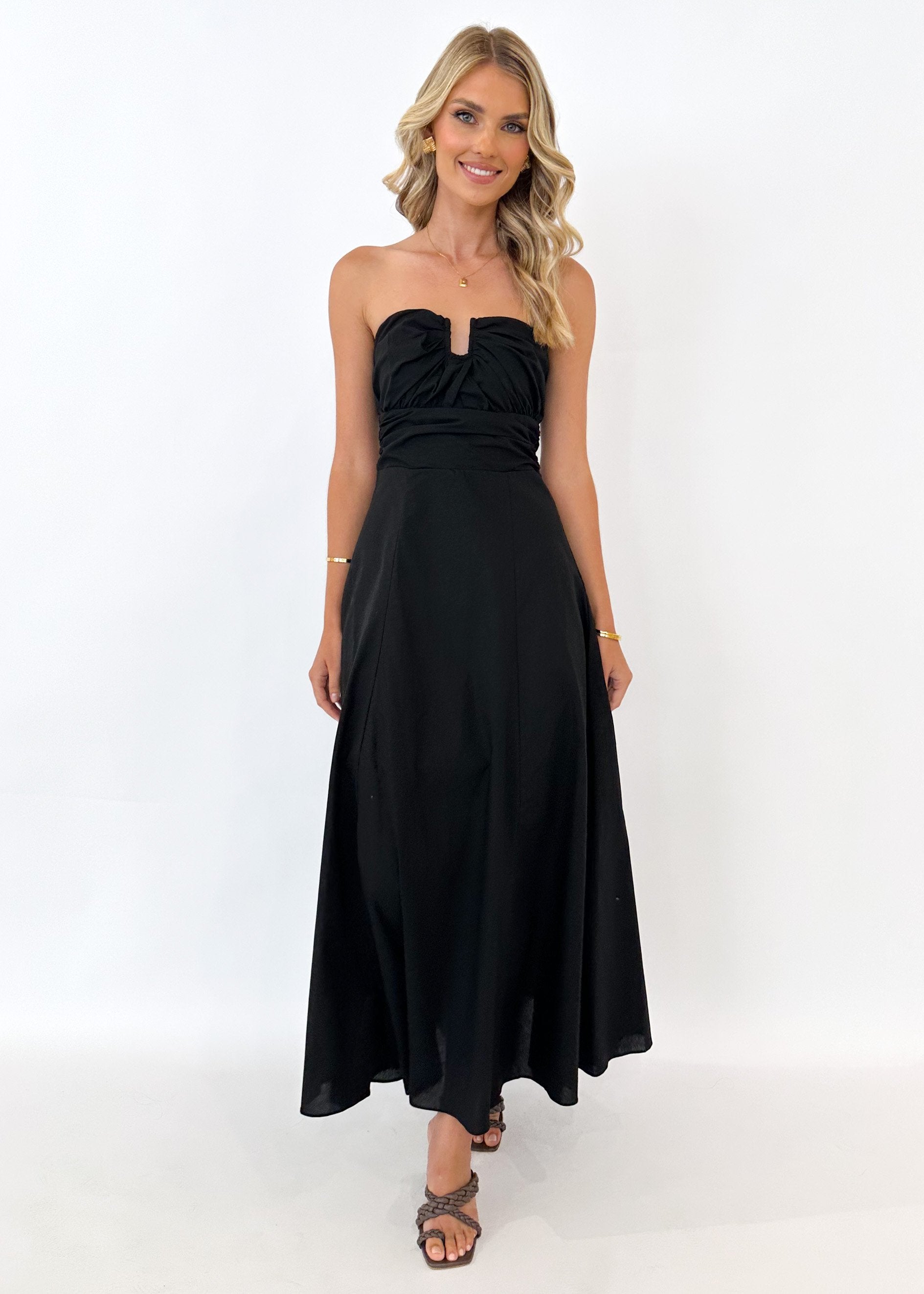 Menso Strapless Maxi Dress - Black