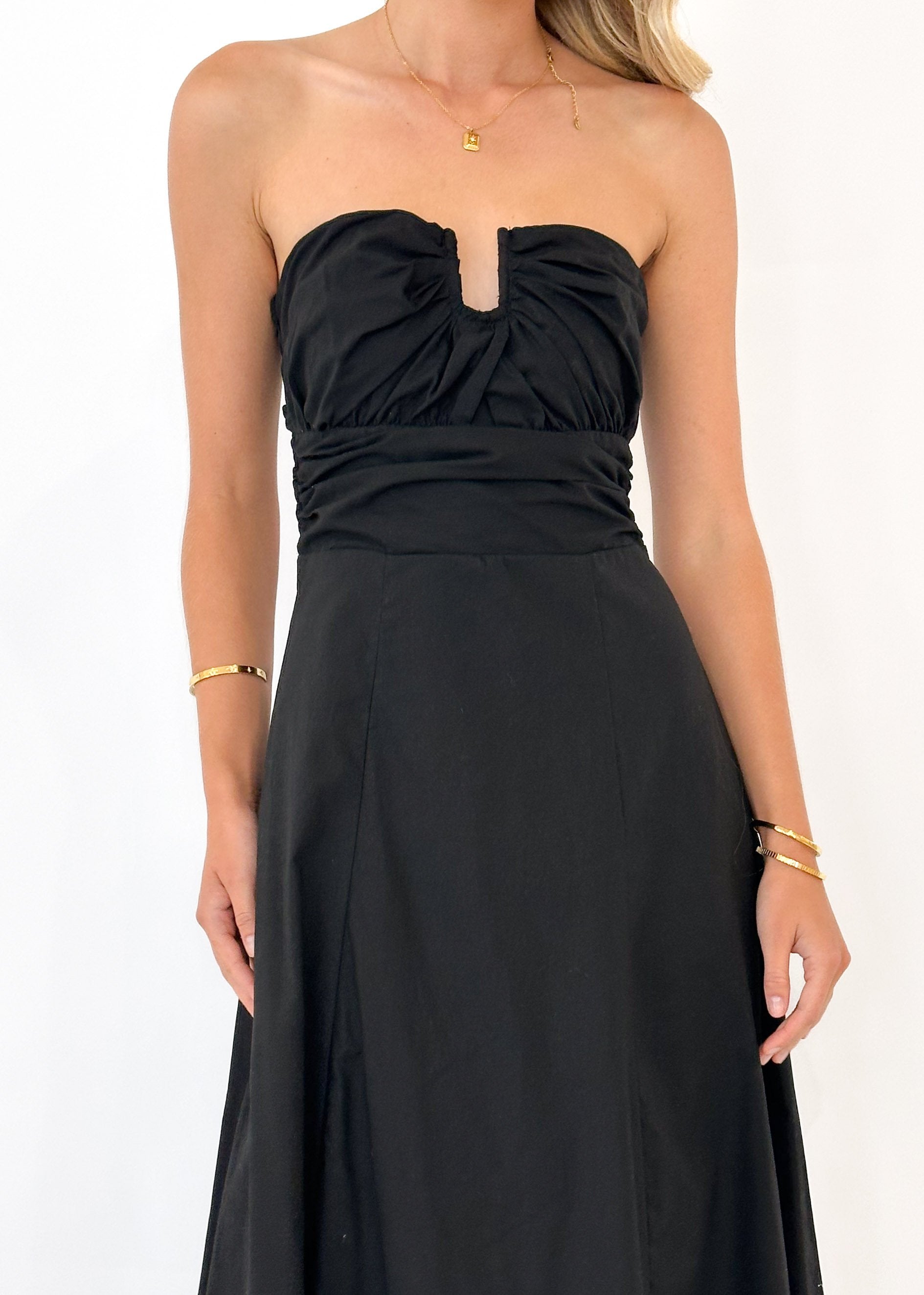 Menso Strapless Maxi Dress - Black