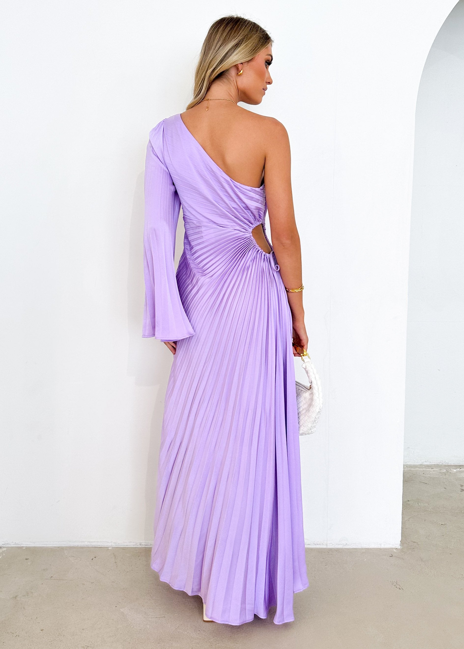 Amore One Shoulder Midi Dress - Lilac