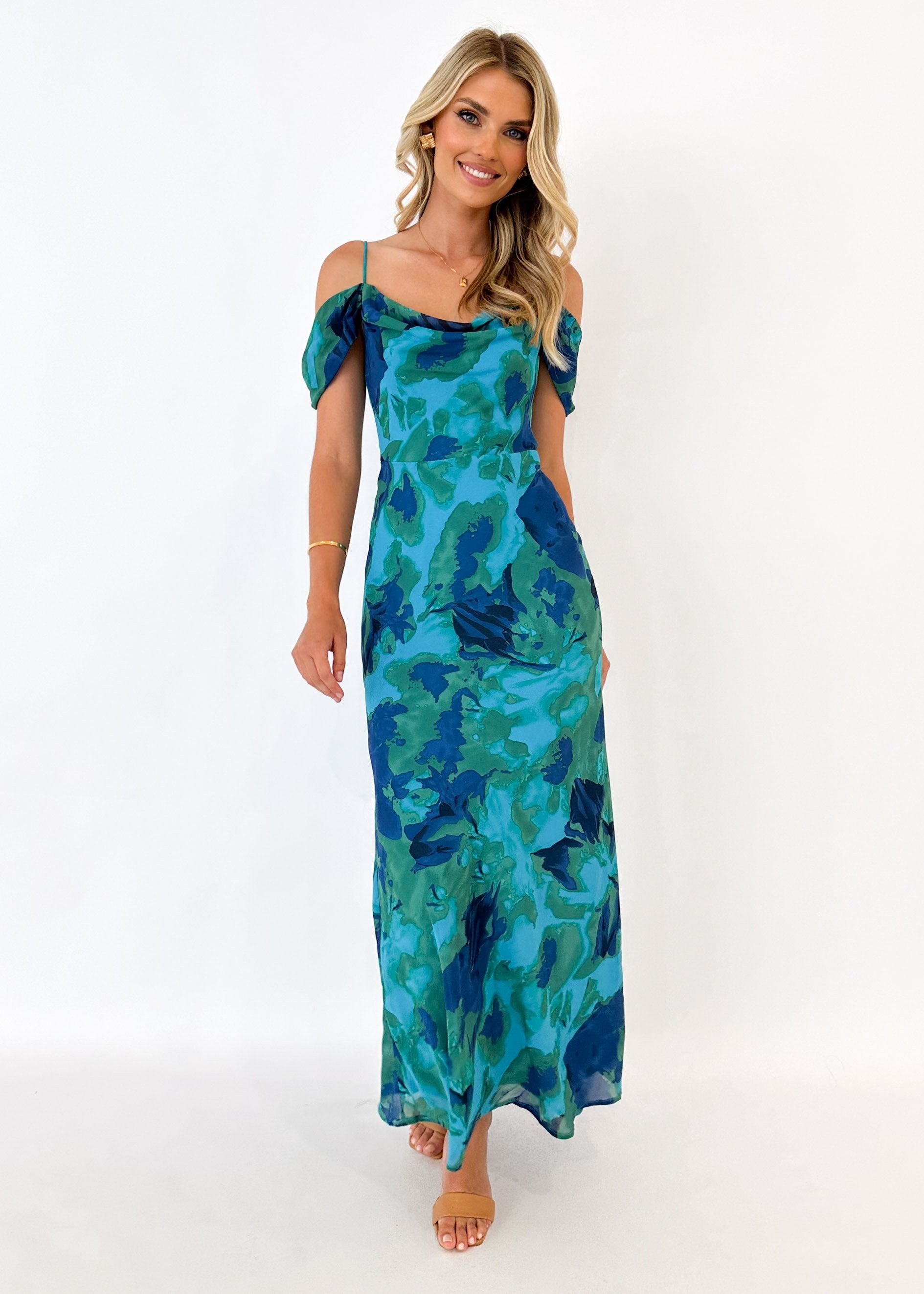 Wantlo Maxi Dress - Blue Abstract
