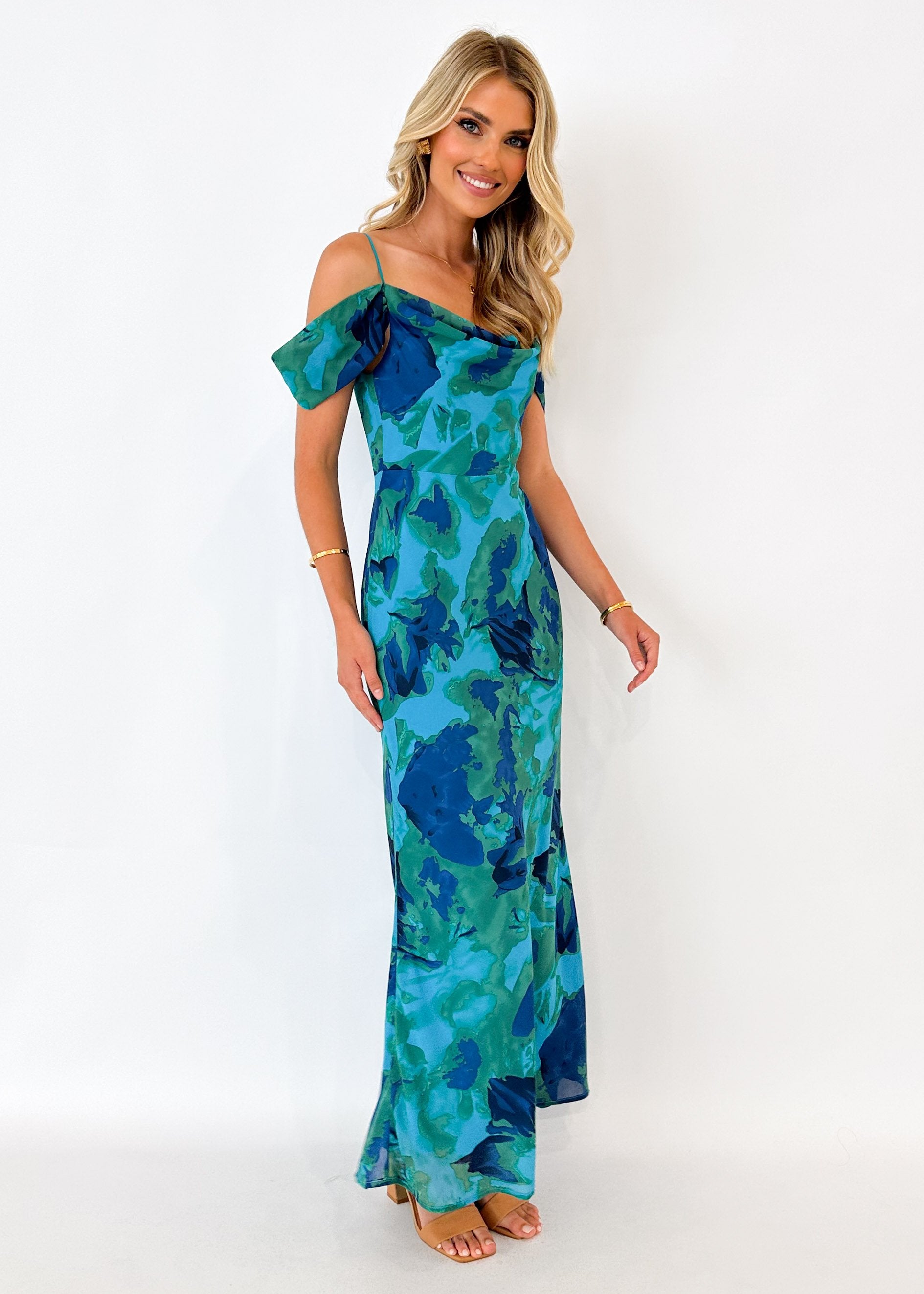 Wantlo Maxi Dress - Blue Abstract