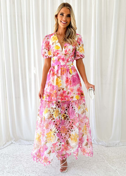 Buy Lady Stark Pink Floral Maxi Dress (XXX-Large) at