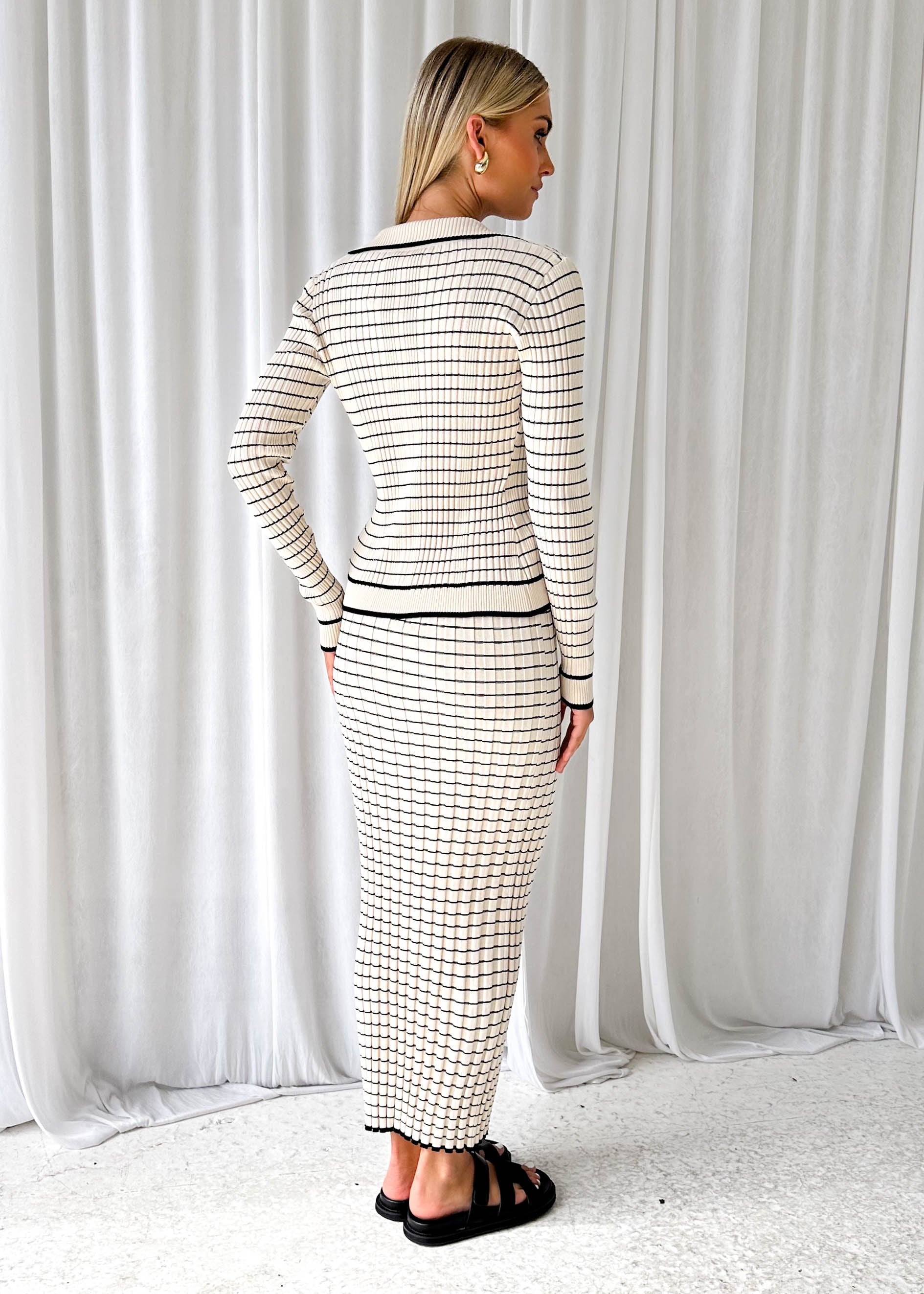 Pipsie Knit Maxi Skirt - Oat Stripe