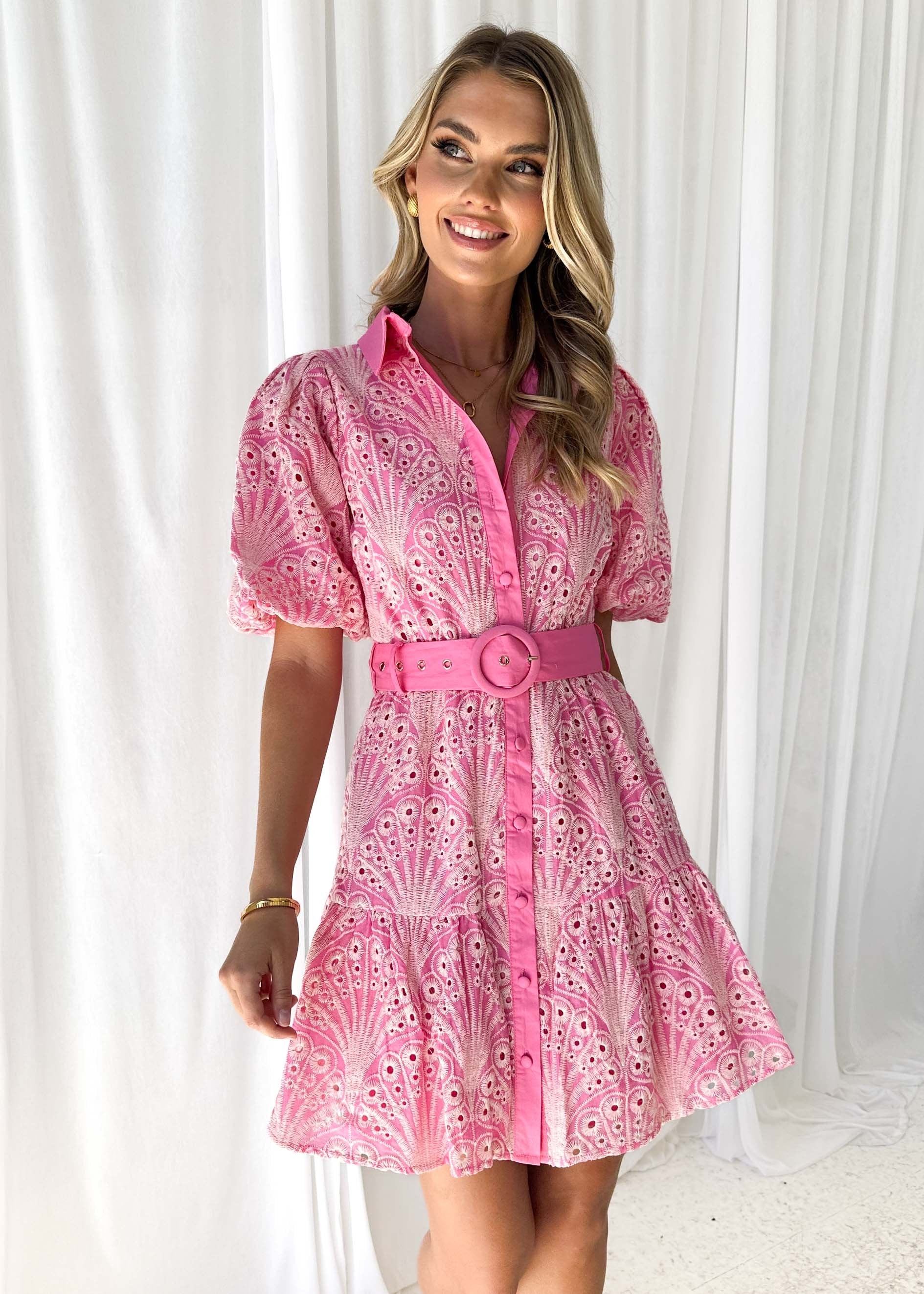 Joleena Dress - Pink Anglaise