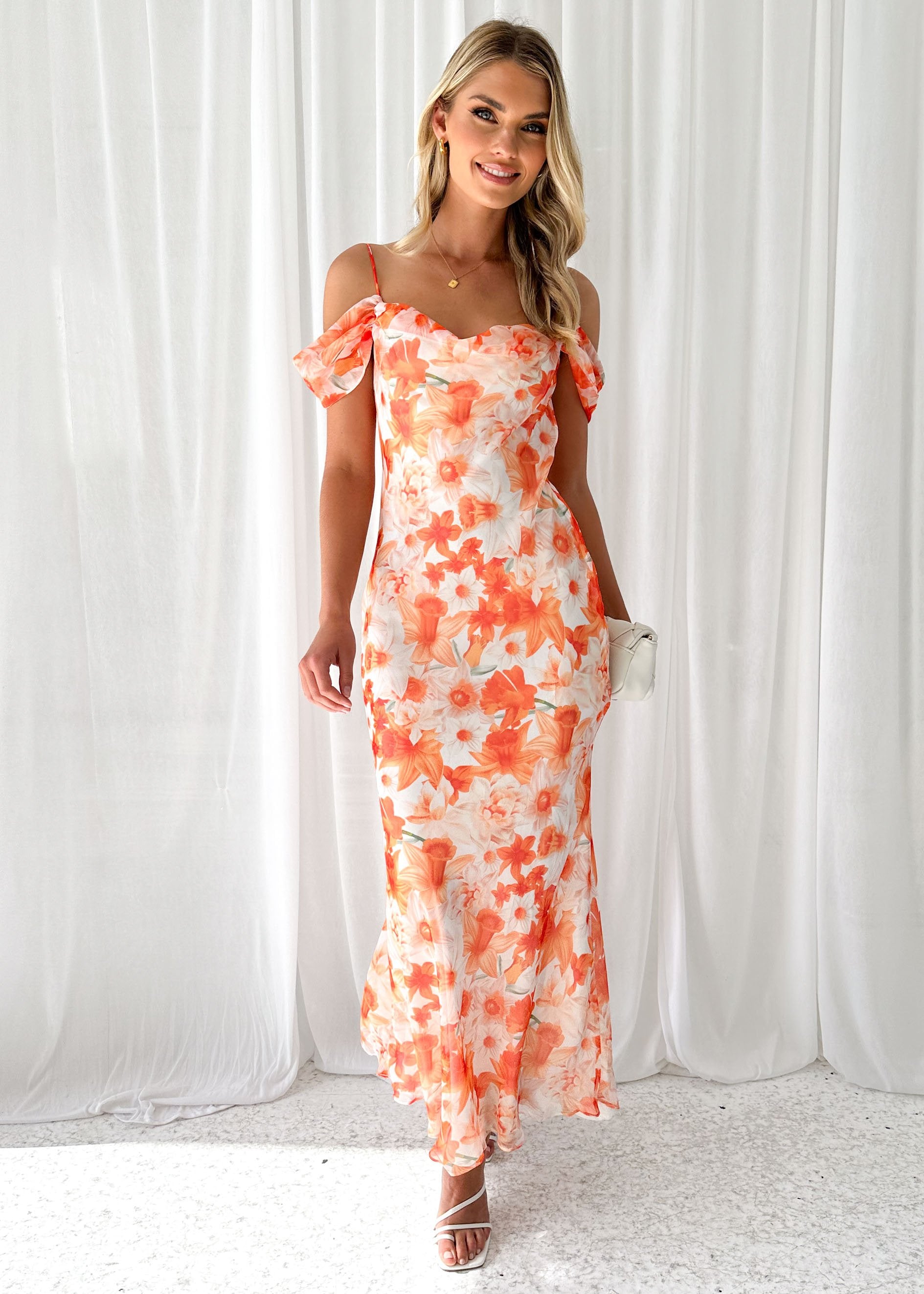 Lemzie Midi Dress - Tangerine Floral