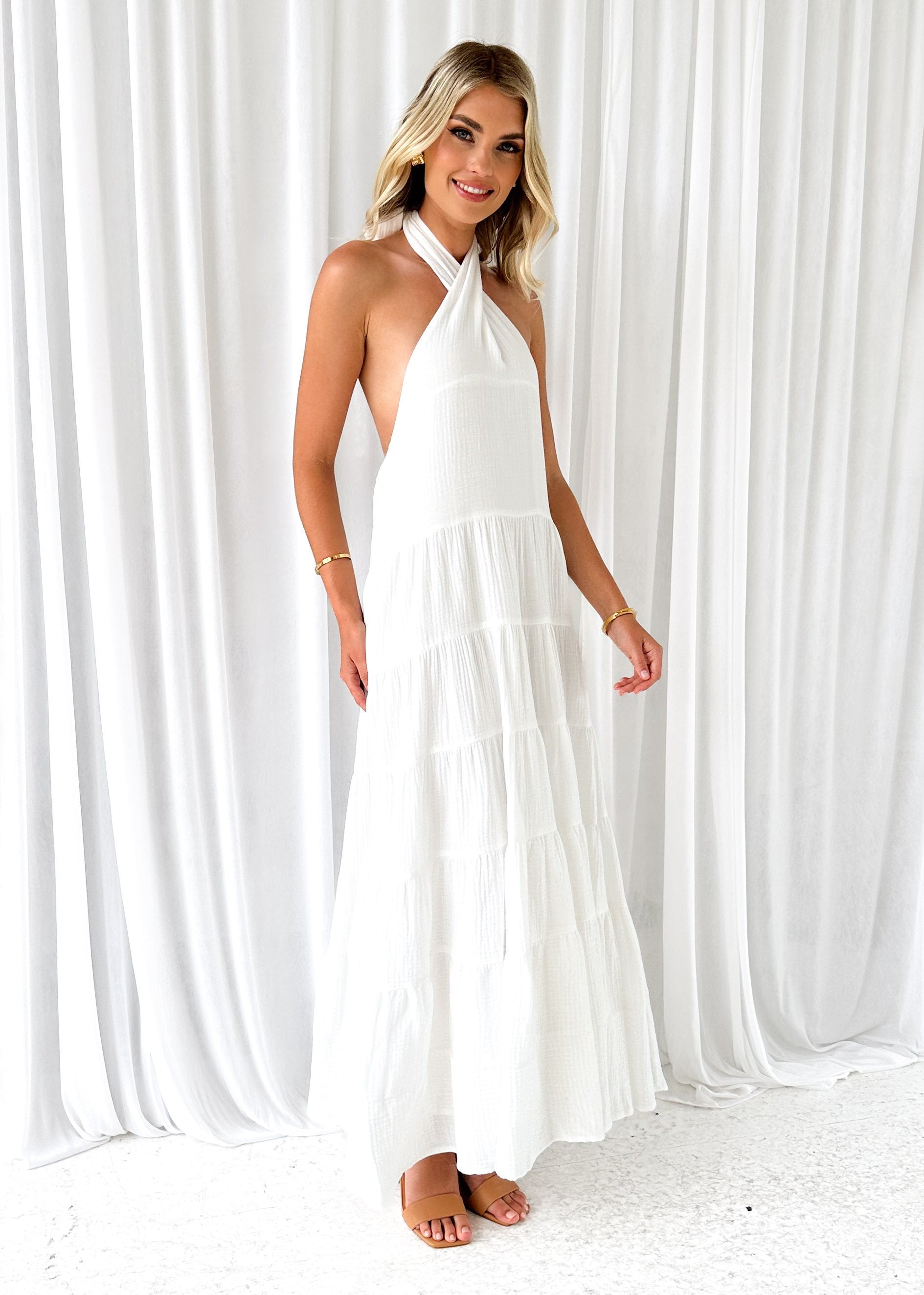 Sierry Halter Maxi Dress - Off White