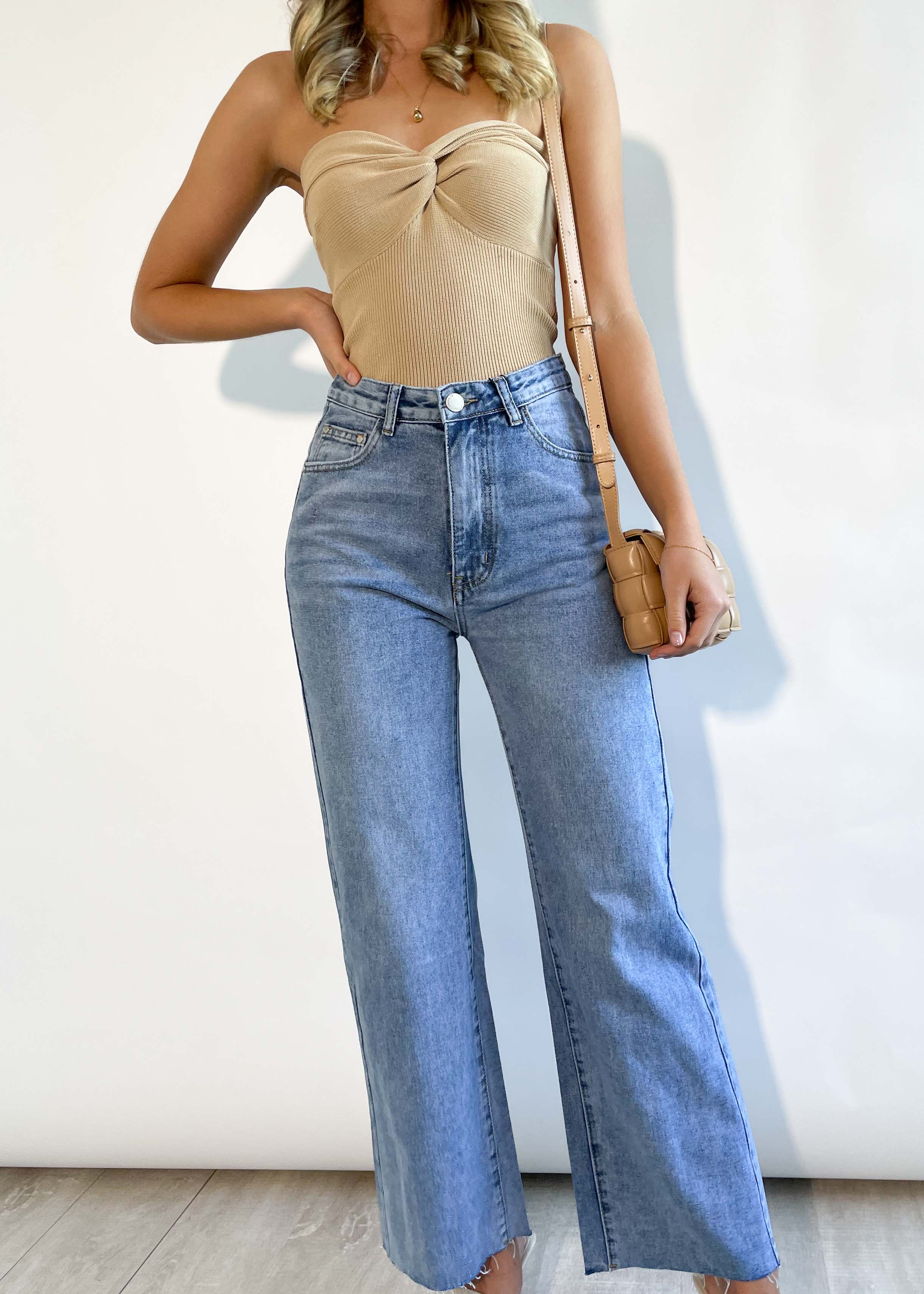 Reagan Wide Leg Jeans - Washed Blue
