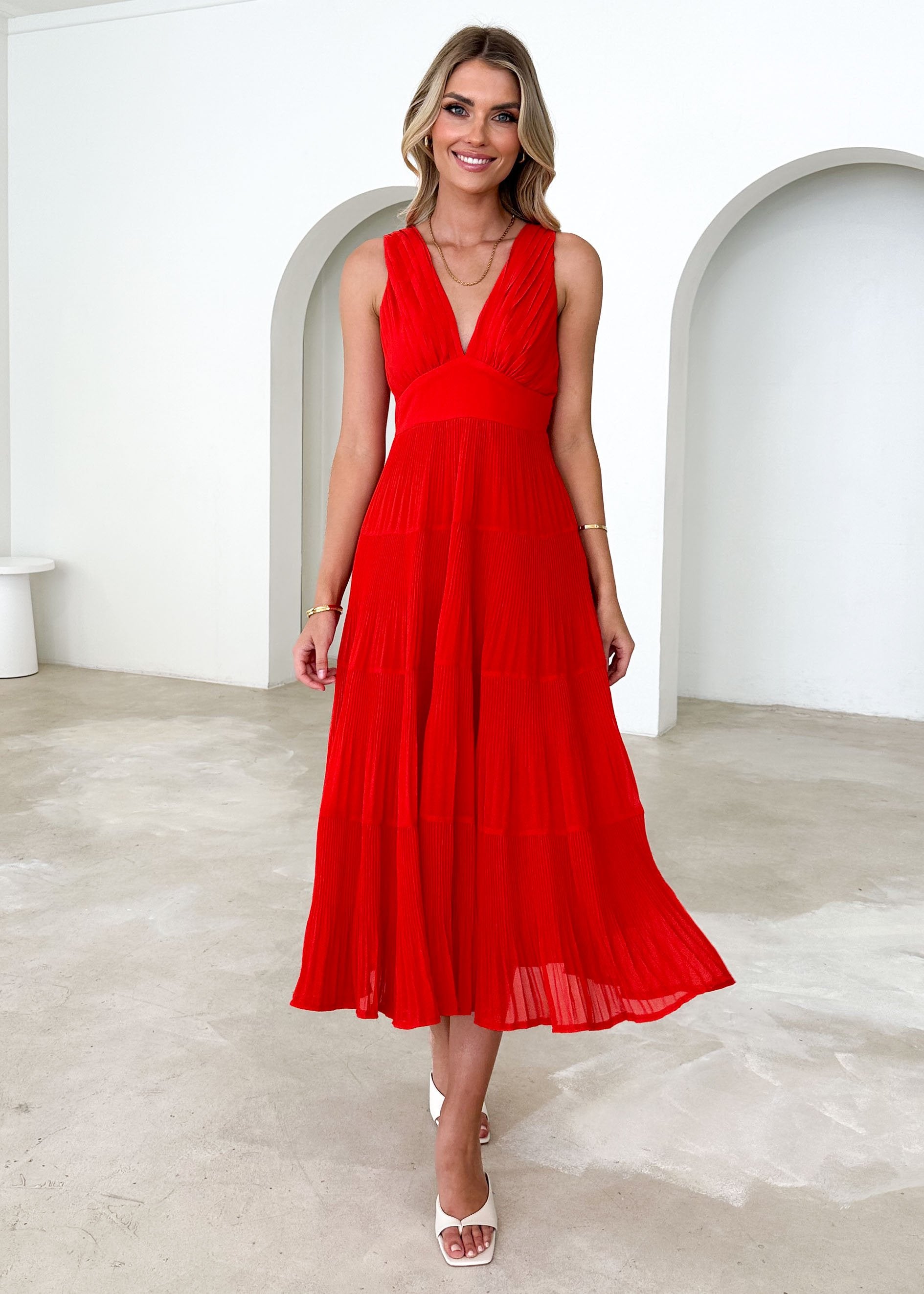 Uphino Midi Dress - Red