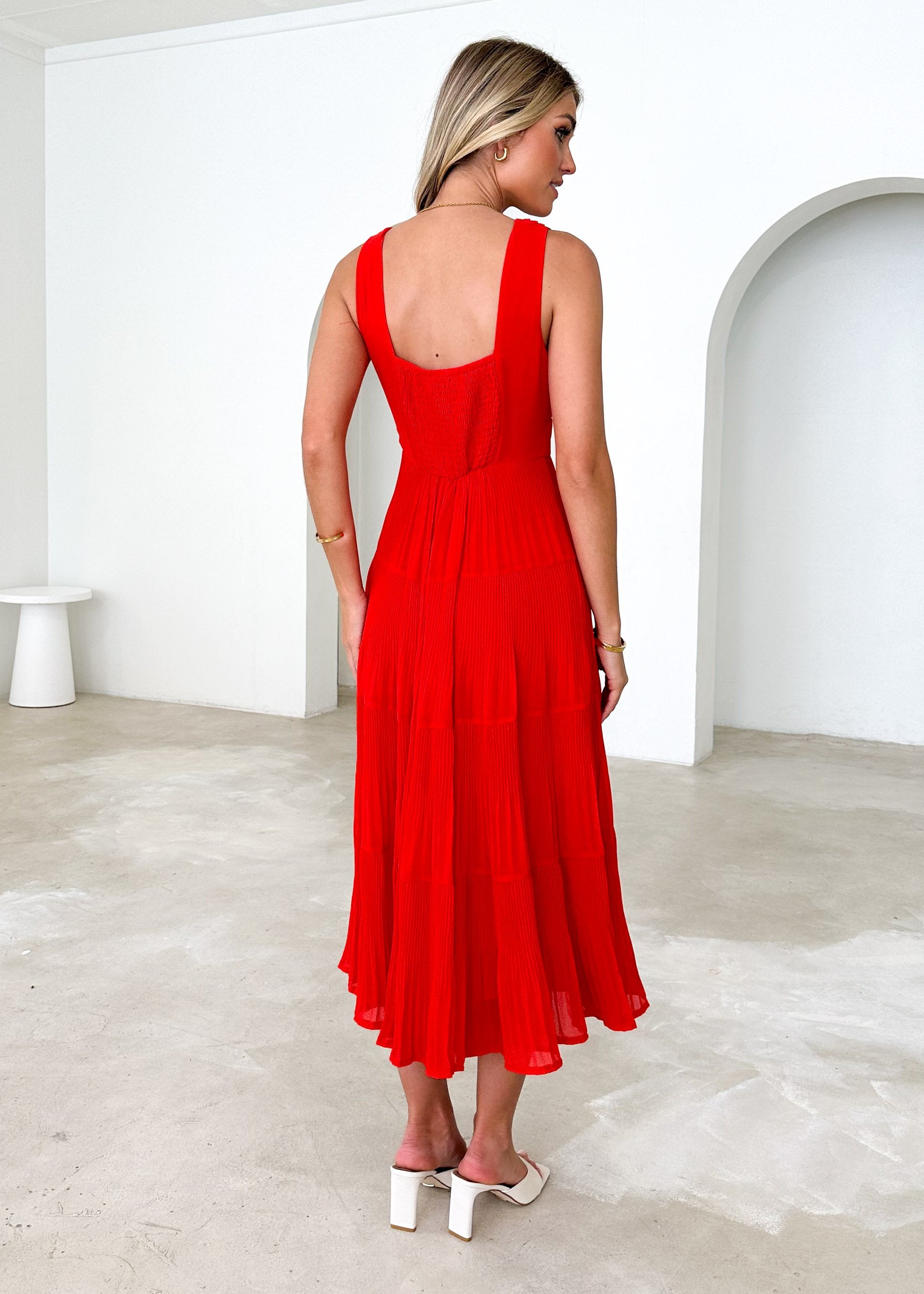 Uphino Midi Dress - Red